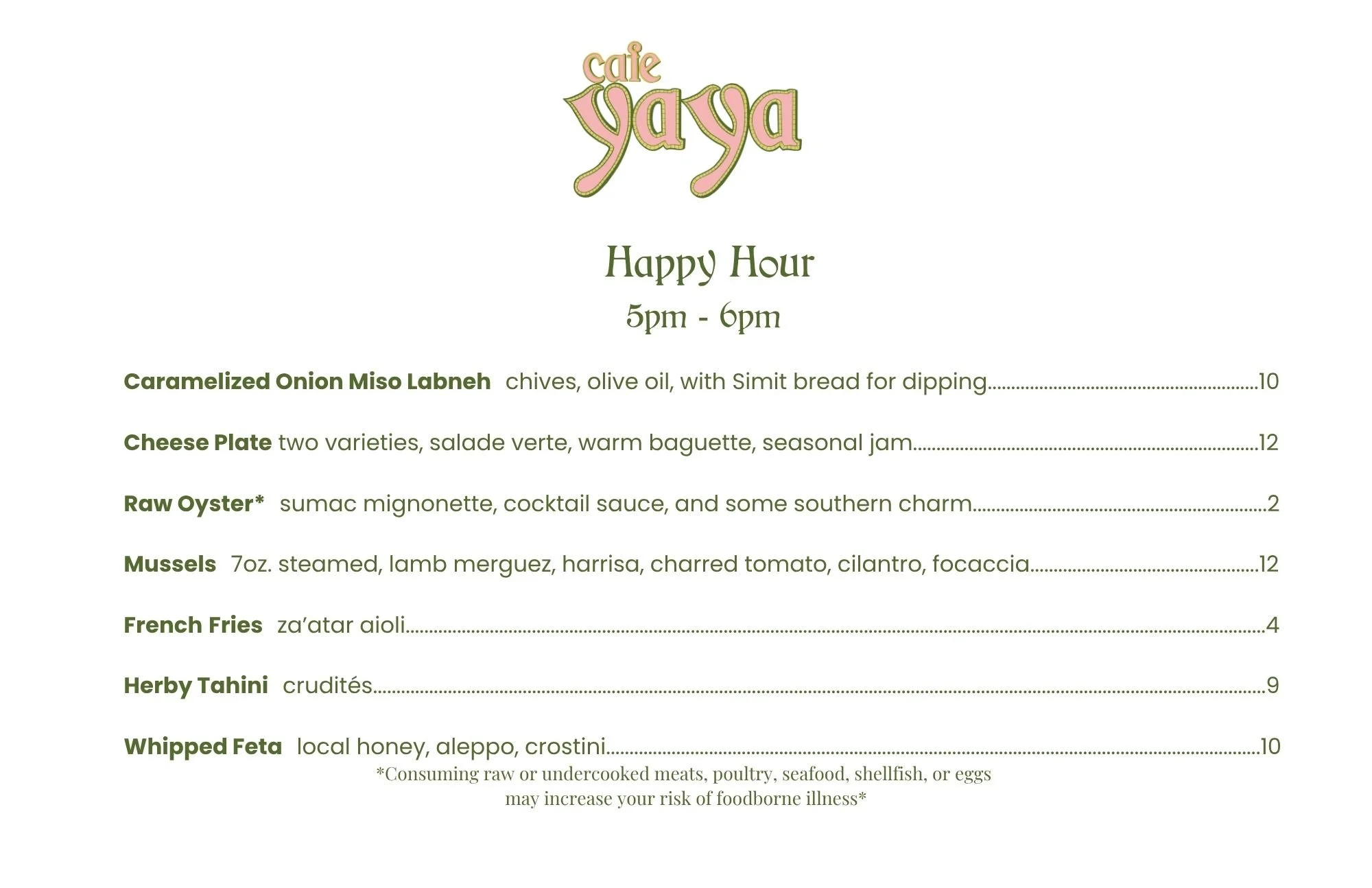 Happy Hour Menu