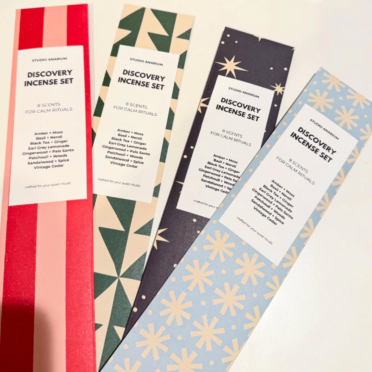 New holiday packages have arrived! Our Discovery package is currently the most popular 

hope you enjoy each scent and share them with loved ones! 

#holiday
#Christmas 
#incensesticks