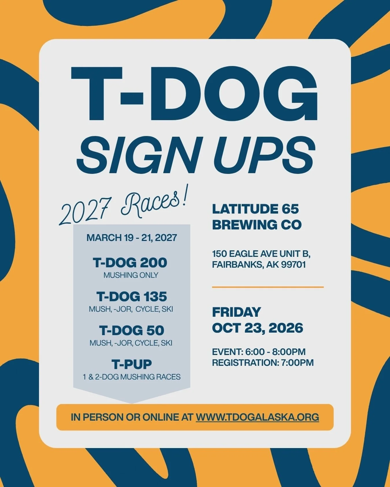 2027 T-DOG RACES ARE HERE!

This year on March 19&ndash;21, 2027, the T-Dog will be hosting three races: 200 miles, 135 miles, and 50 miles.

The T-Dog 135 and T-Dog 50 will follow the same format as last year, while the T-Dog 200 is getting a redesi