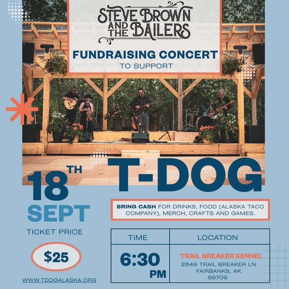Celebrate the Equinox and the start of mushing season with us at an outdoor, all-ages fundraising concert supporting the 2027 T-Dog Races!