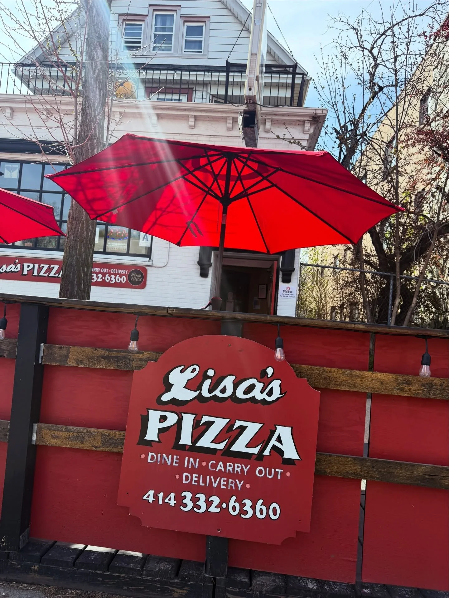 Outdoor seating is officially OPEN at Lisa&rsquo;s Pizza! ☀️🍕

We&rsquo;ve got brand new umbrellas up this year, plenty of sunshine, and today&rsquo;s warm weather is basically calling your name. It&rsquo;s the perfect day to relax outside, grab you