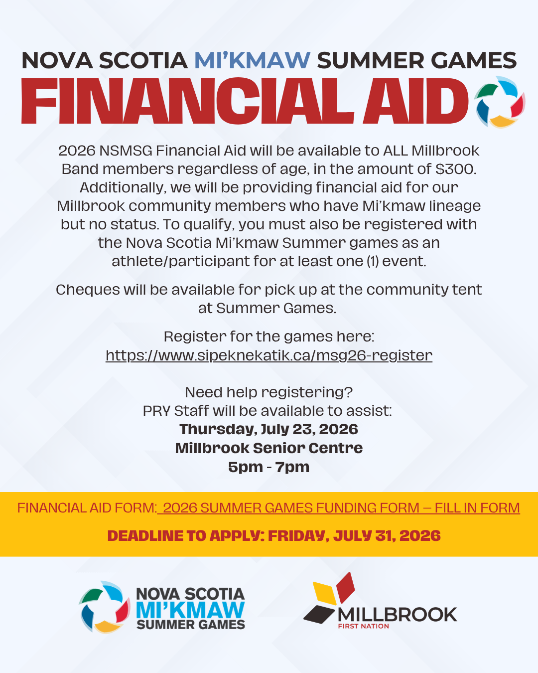 2026 NSMSG Financial Aid Information and Sign up