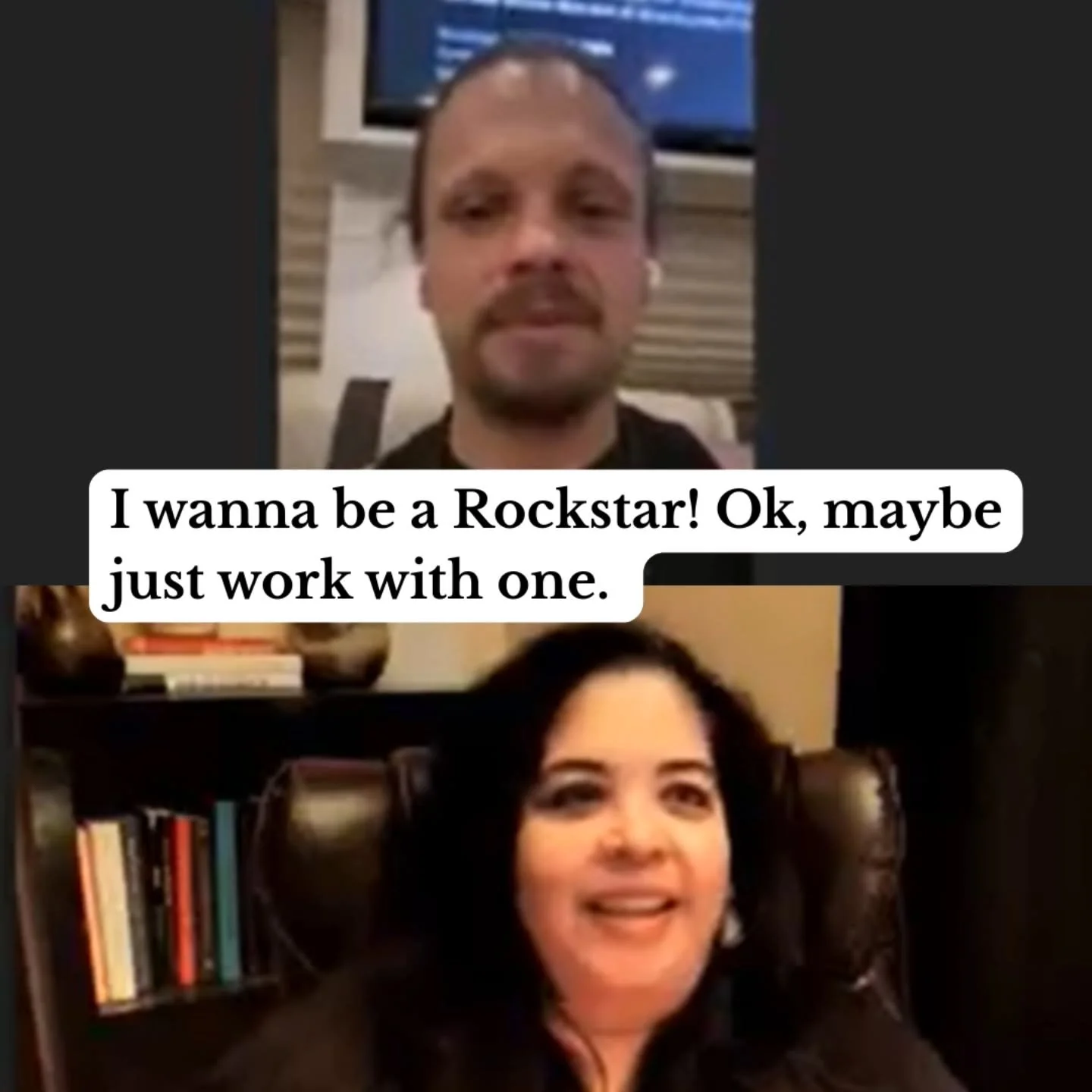 I wanna be a Rockstar!🎸

Ok, maybe just work with one. 💁🏻&zwj;♀️

Zoom meeting while he's on the road to discuss the details of his website. Honored and grateful, he trusts me to help him.🙏🏼