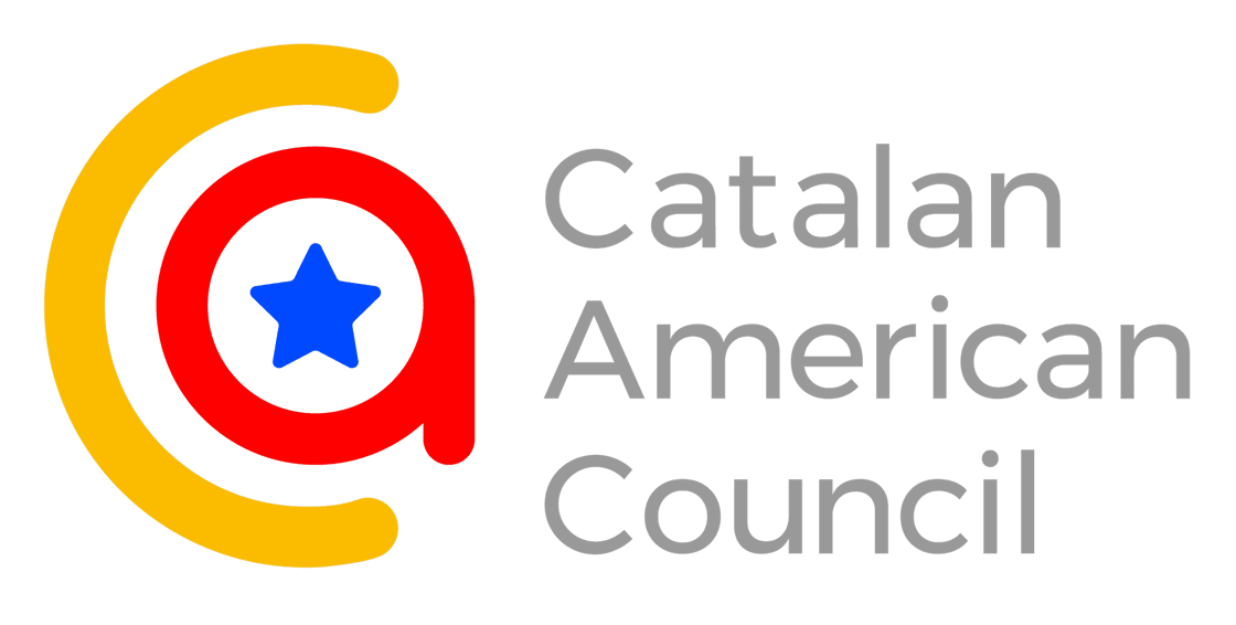 Logo of the Catalan American Council featuring a stylized target symbol with yellow, red, and blue elements and the organization's name.