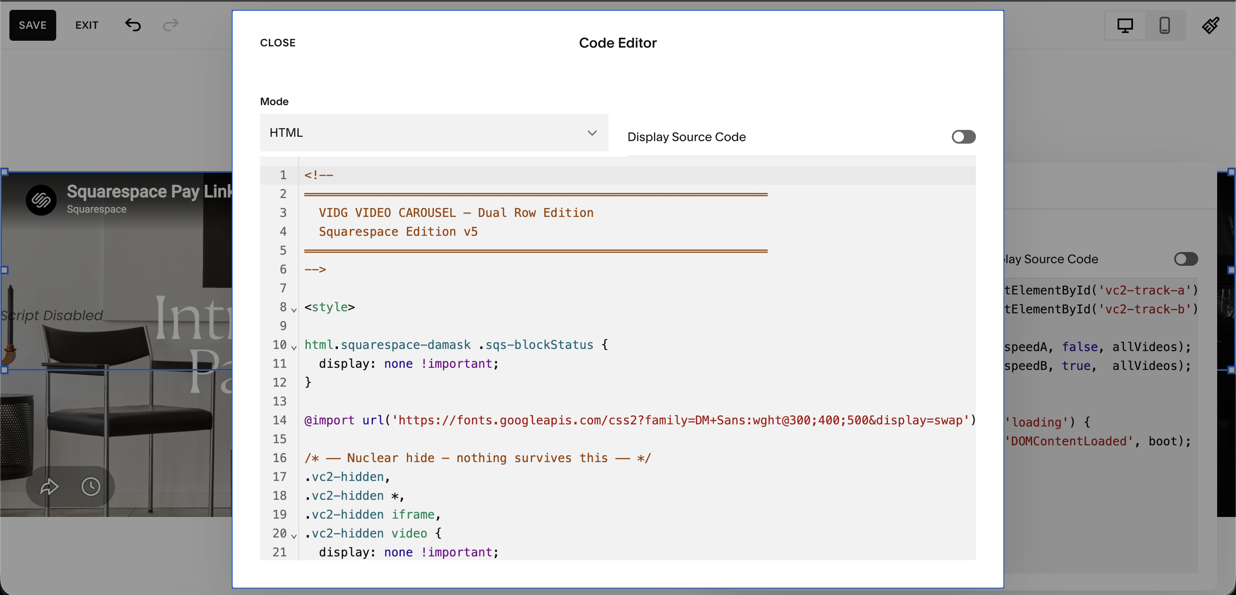 mobile responsive video carousel squarespace autoplay slider