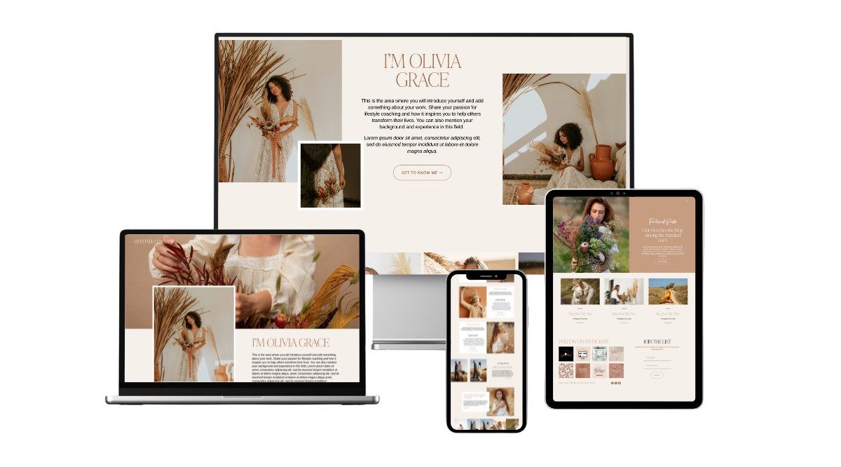 Squarespace website template for therapist, coaching, lifestyle brands, and custom design businesses