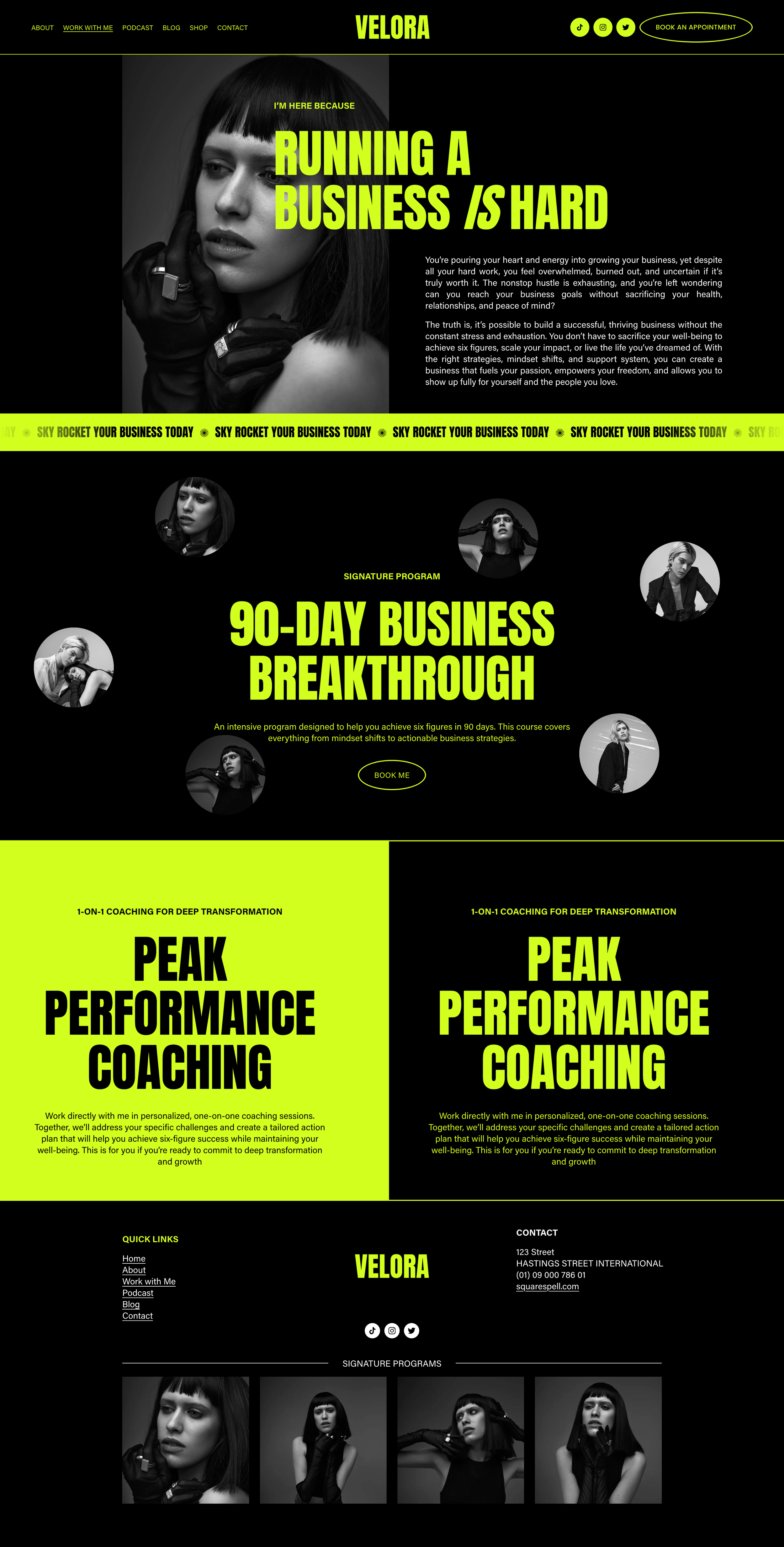 Velora Squarespace website template podcast page design for podcasters and speakers