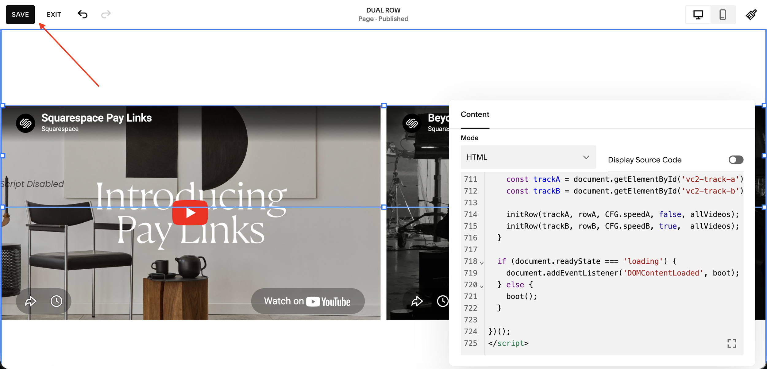 Squarespace Infinite Video Carousel 2026 guide