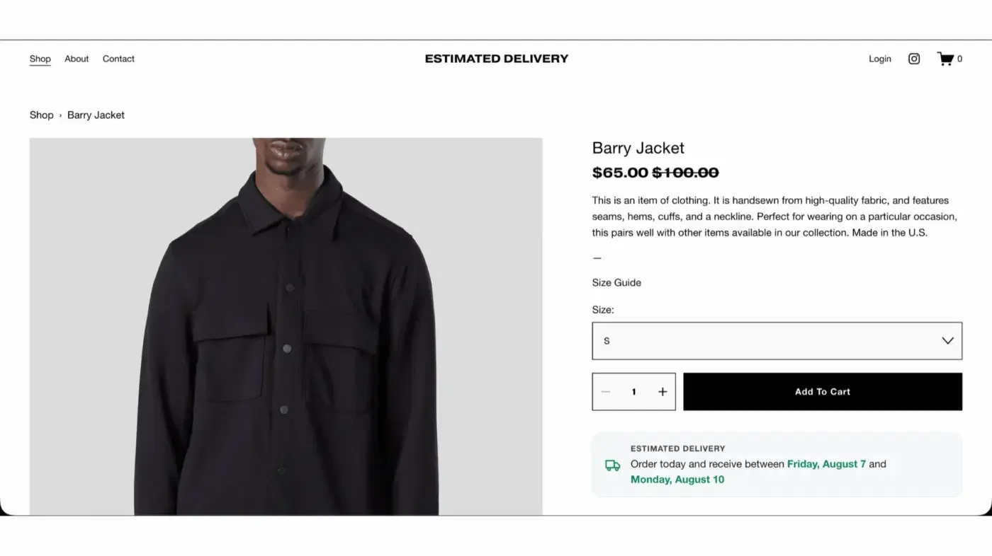 Estimated Delivery Date Plugin Squarespace