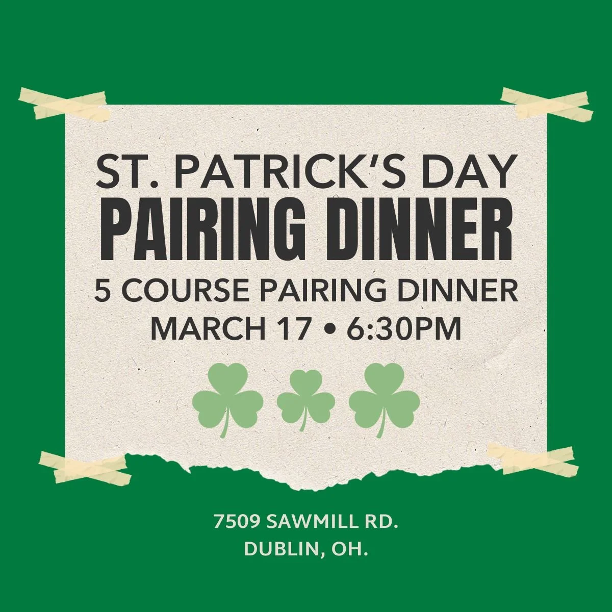 St. Patrick's Day Pairing Dinner