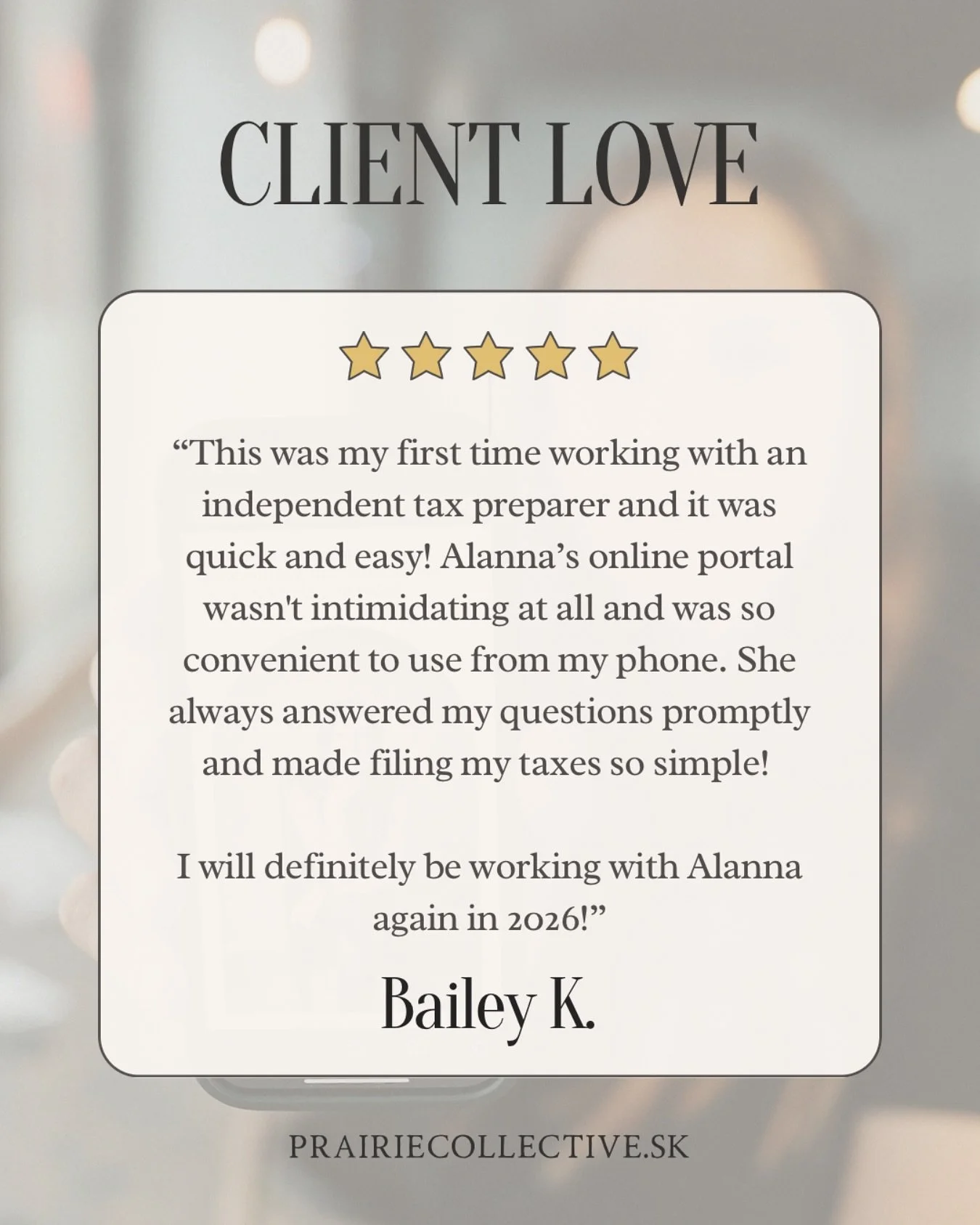 One of my favourite parts of my first solo tax season so far has been meeting and connecting with new clients! 

Grateful for kind words like these from amazing clients who trust me to make taxes simple, smooth and stress-free ✨ 

.. 

Thank you for 