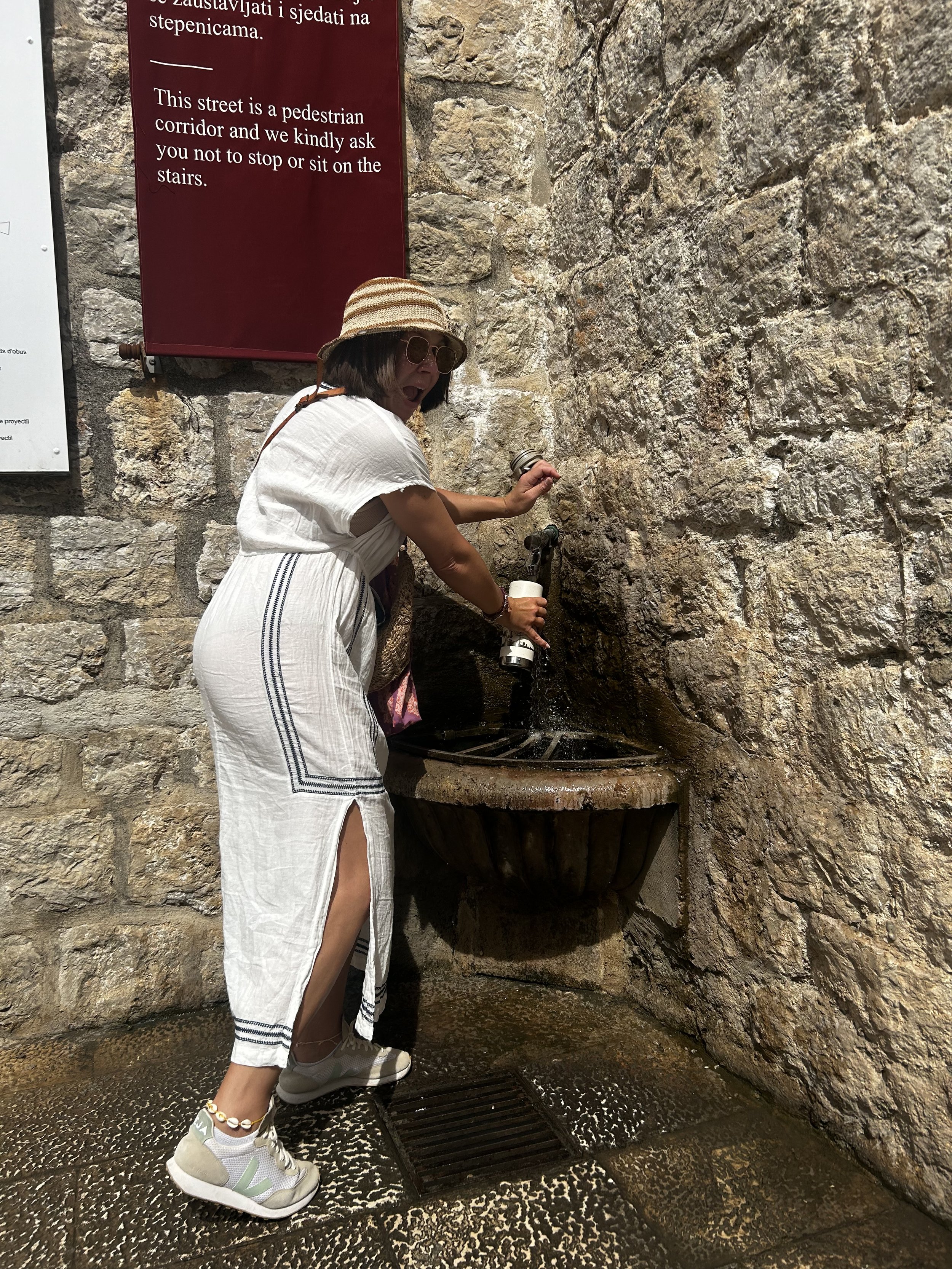 Staying hydrated via naturally flowing water throughout Dubrovnik