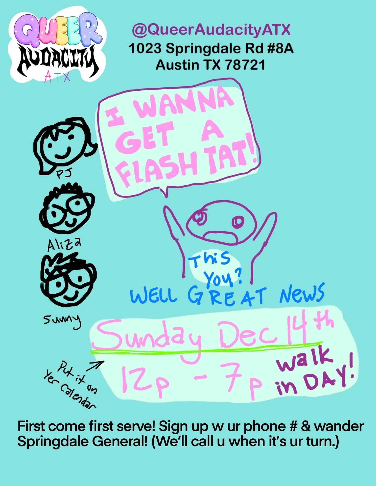 🎁HOLIDAY DEAL🎁
Get 1 flash tat &amp; get a second one (same cost or less, same artist) HALF OFF!!!!! 
🤯🤯🤯
💖first come first serve!💖
💖sign up w ur phone # so you can wander @springdalegeneral 💖
📲keep ur ringer on! We&rsquo;ll summon u 4 ur t