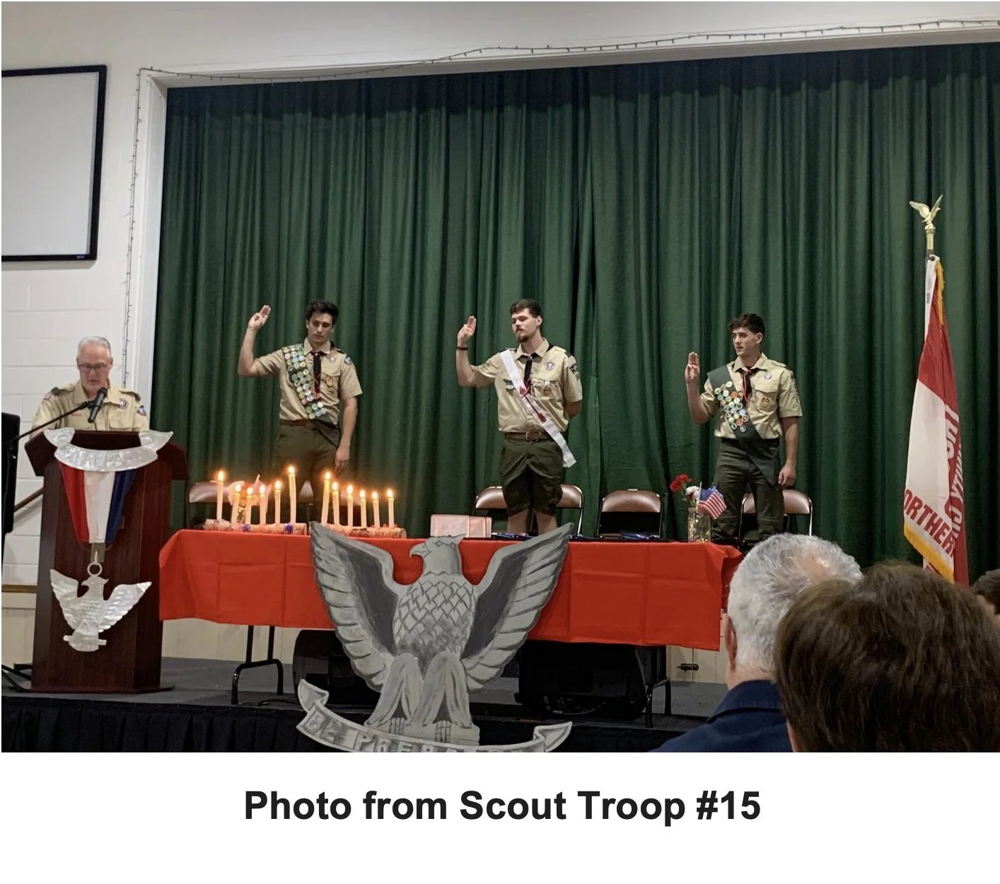 Honoring Eagle Scouts at scout troop #15
