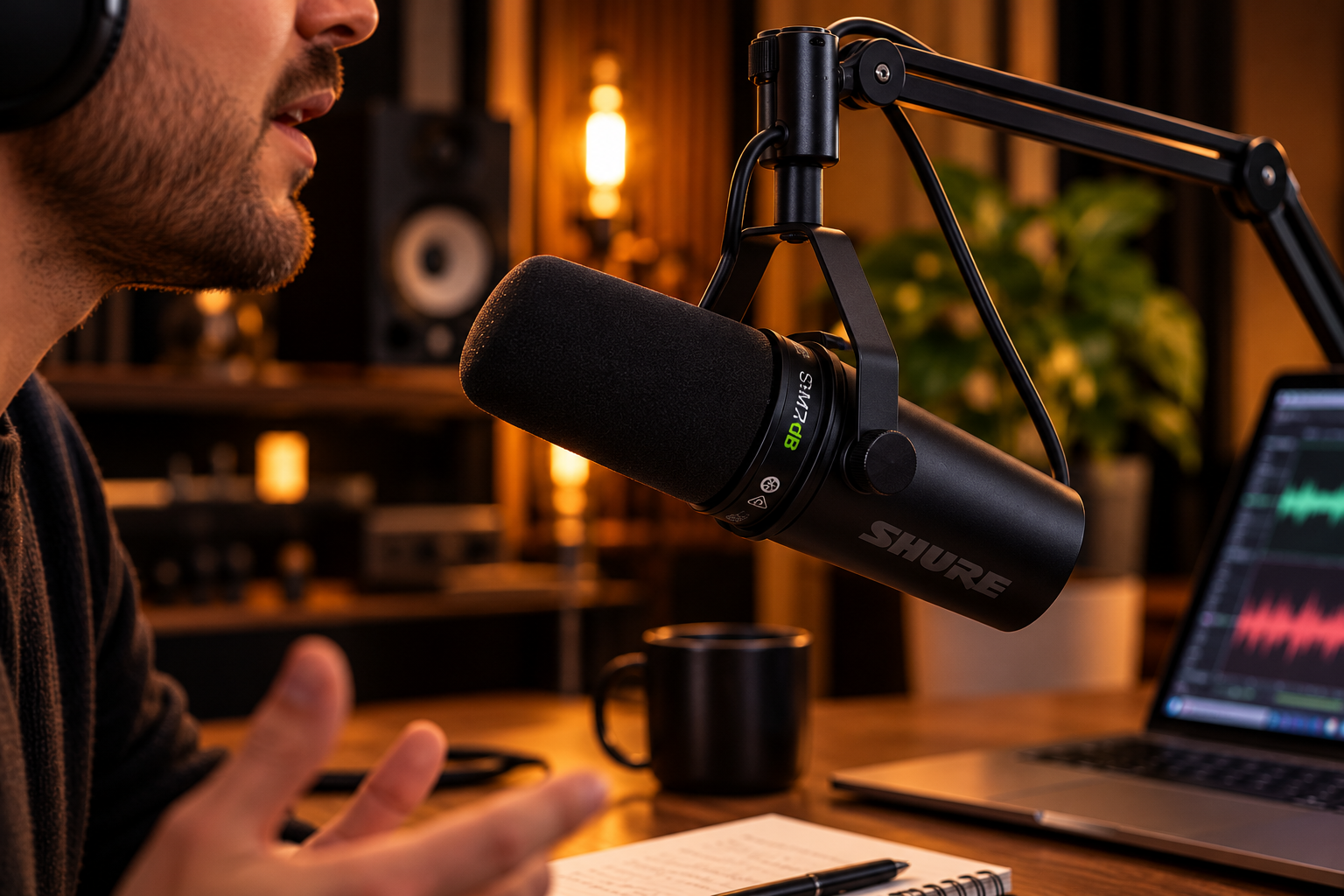 Podcast chaleureux au microphone SM7dB.png