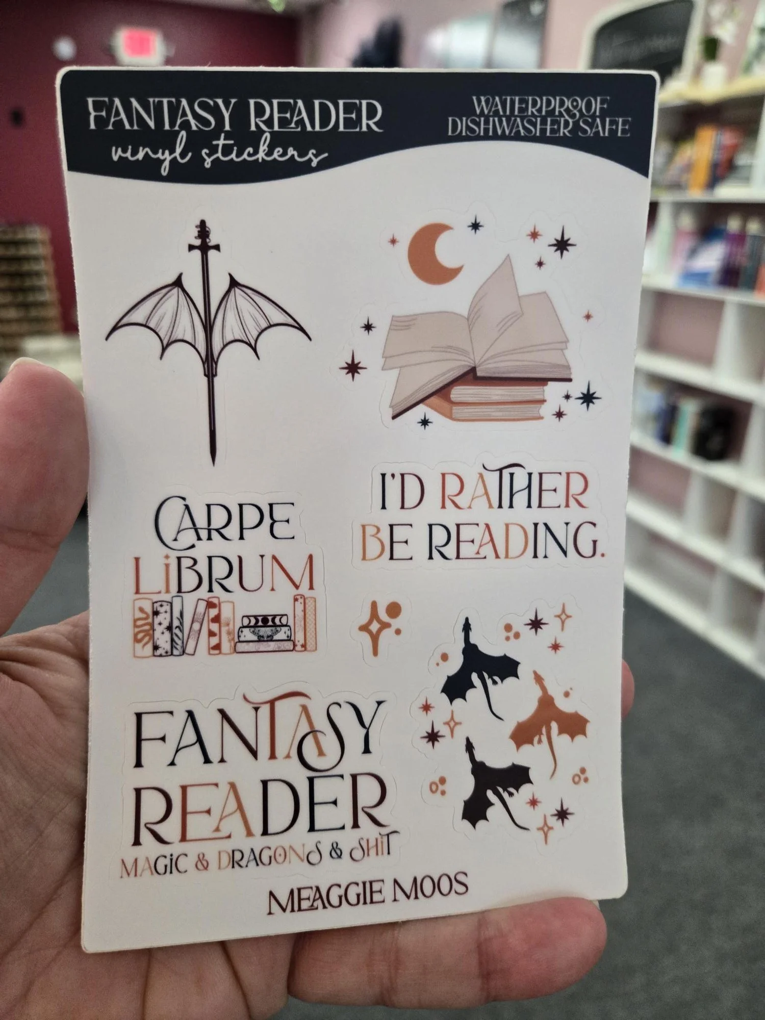 Fantasy Reader Vinyl Sticker Sheet by Meaggie Moos