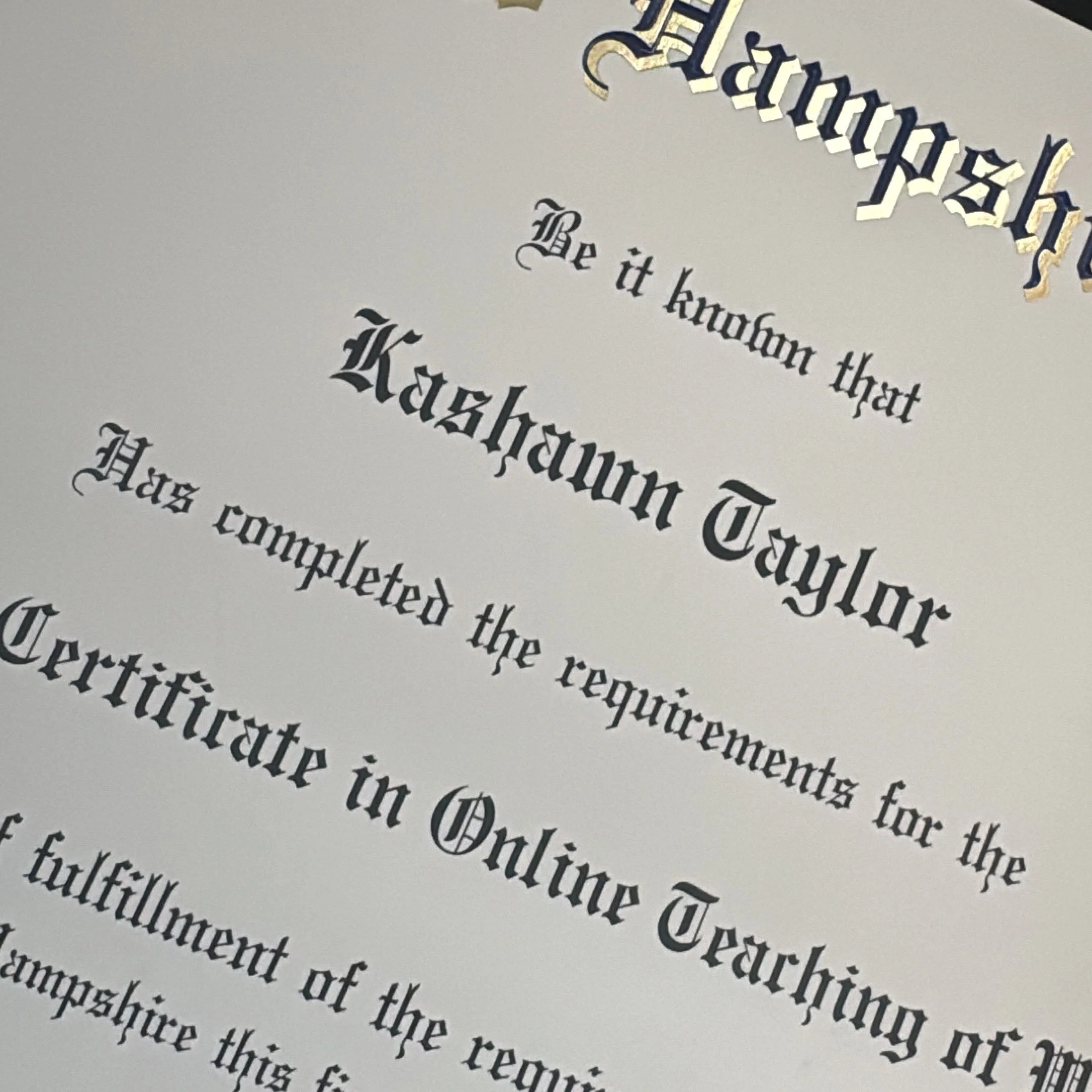 Well well well&hellip; look what I got in the mail today. Still three classes shy of an MFA, but I now have a Graduate Certificate in Online Teaching of Writing. 🎉🥳

Anyone know where they sell cool frames?