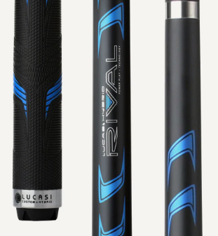 Lucasi Hybrid Rival Black & Metallic Blue Matte Finish Cue with Rival G5 Grip