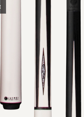 Lucasi Pinnacle Matte White/Black Cue with Carbon Fiber Tech Shaft
