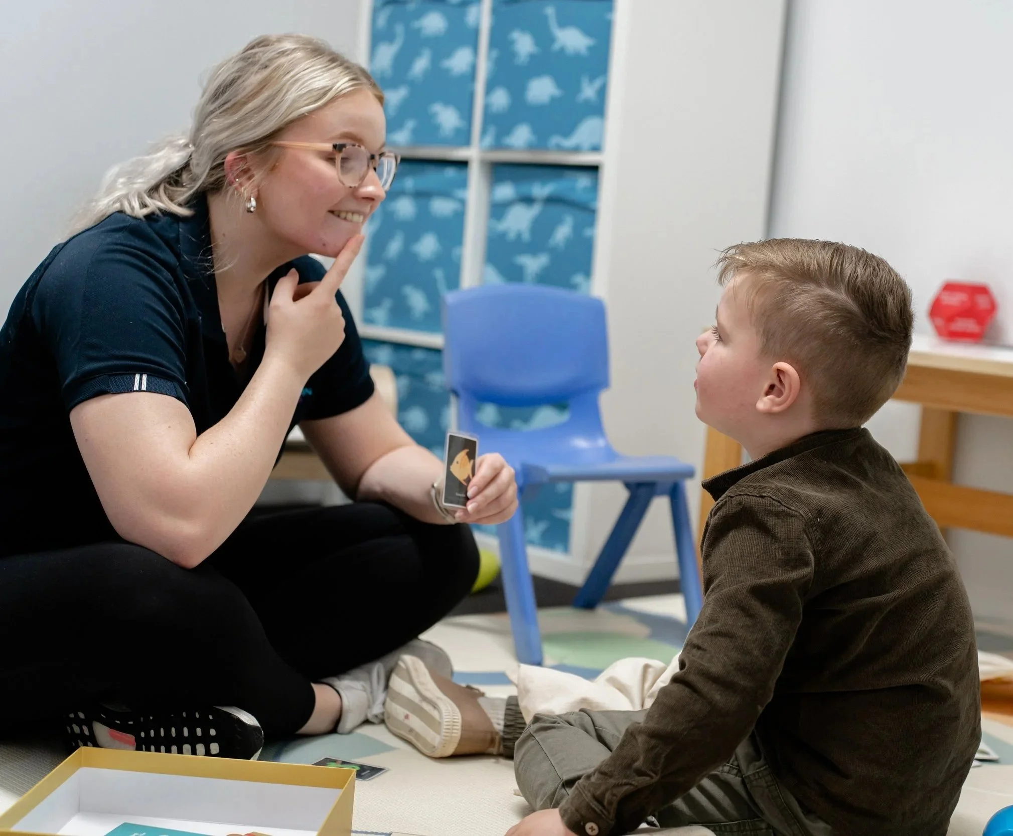 Paediatric speech pathologist supporting communication and feeding development in a child in Brendale