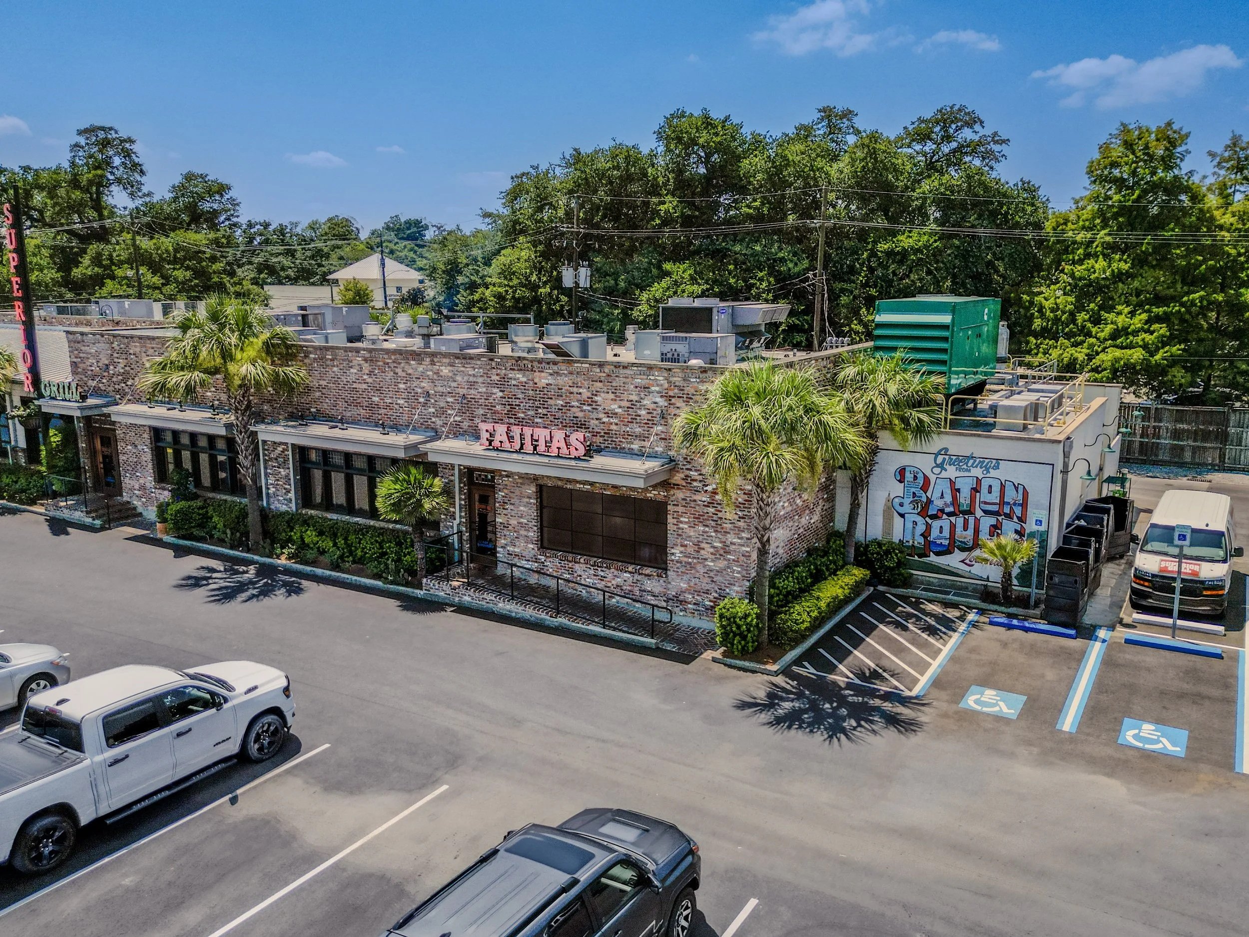 Superior Grill Baton Rouge, stone and brick veneer elevation