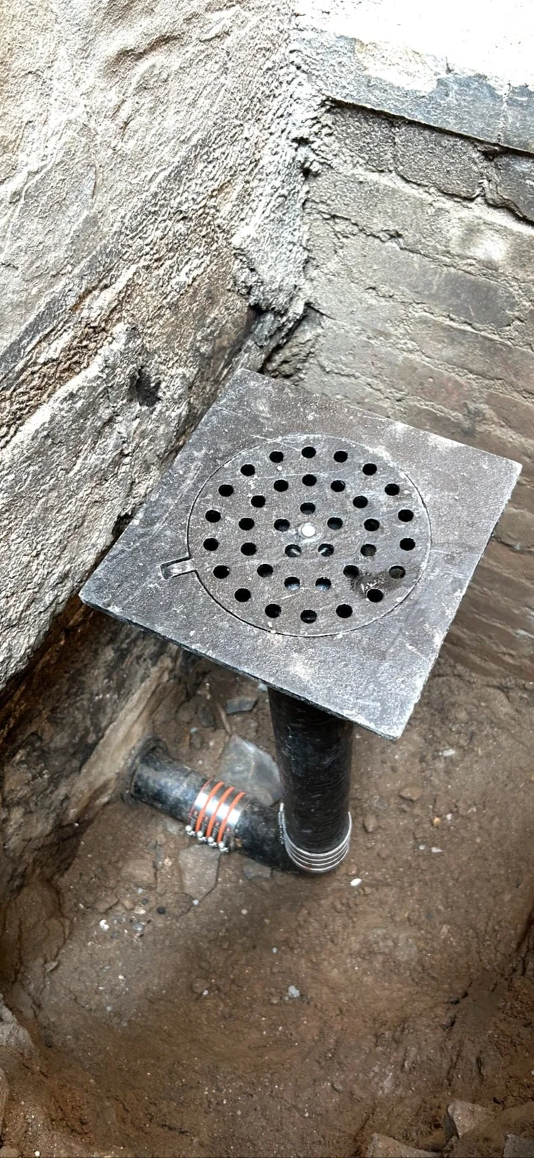 New floor drain and drain line