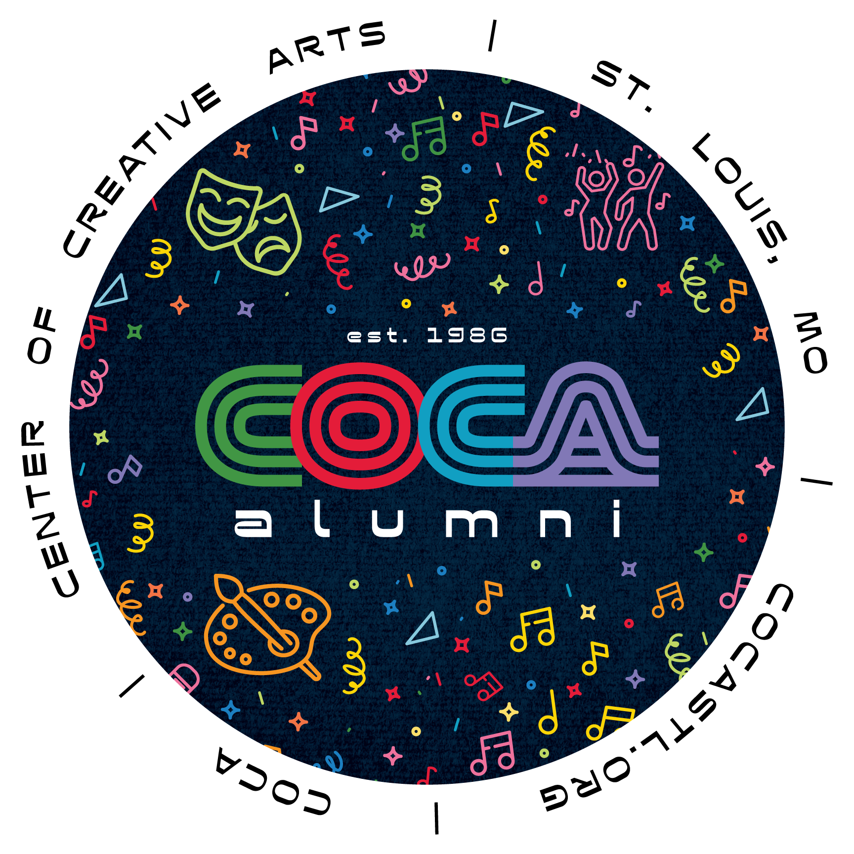 This was a quicker branding project that was created as a sub-brand of the Center of Creative Arts – COCA. They are growing their alumni association and wanted a fun throwback style logo to make the association feel differentiated but still part of t