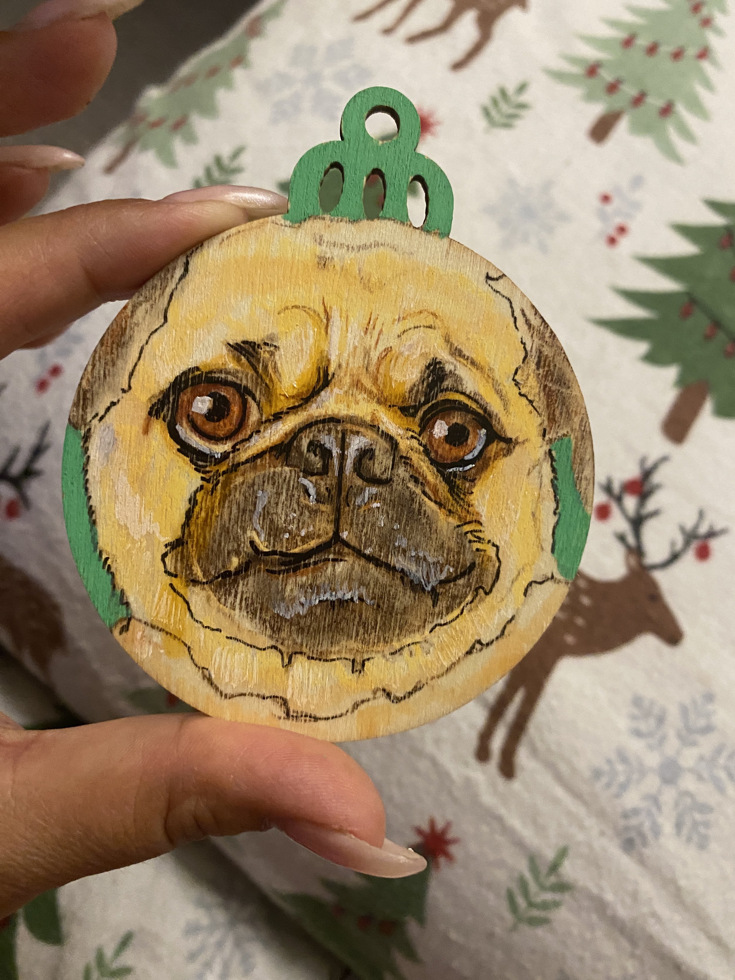 Custom Pet handpainted wood ornament