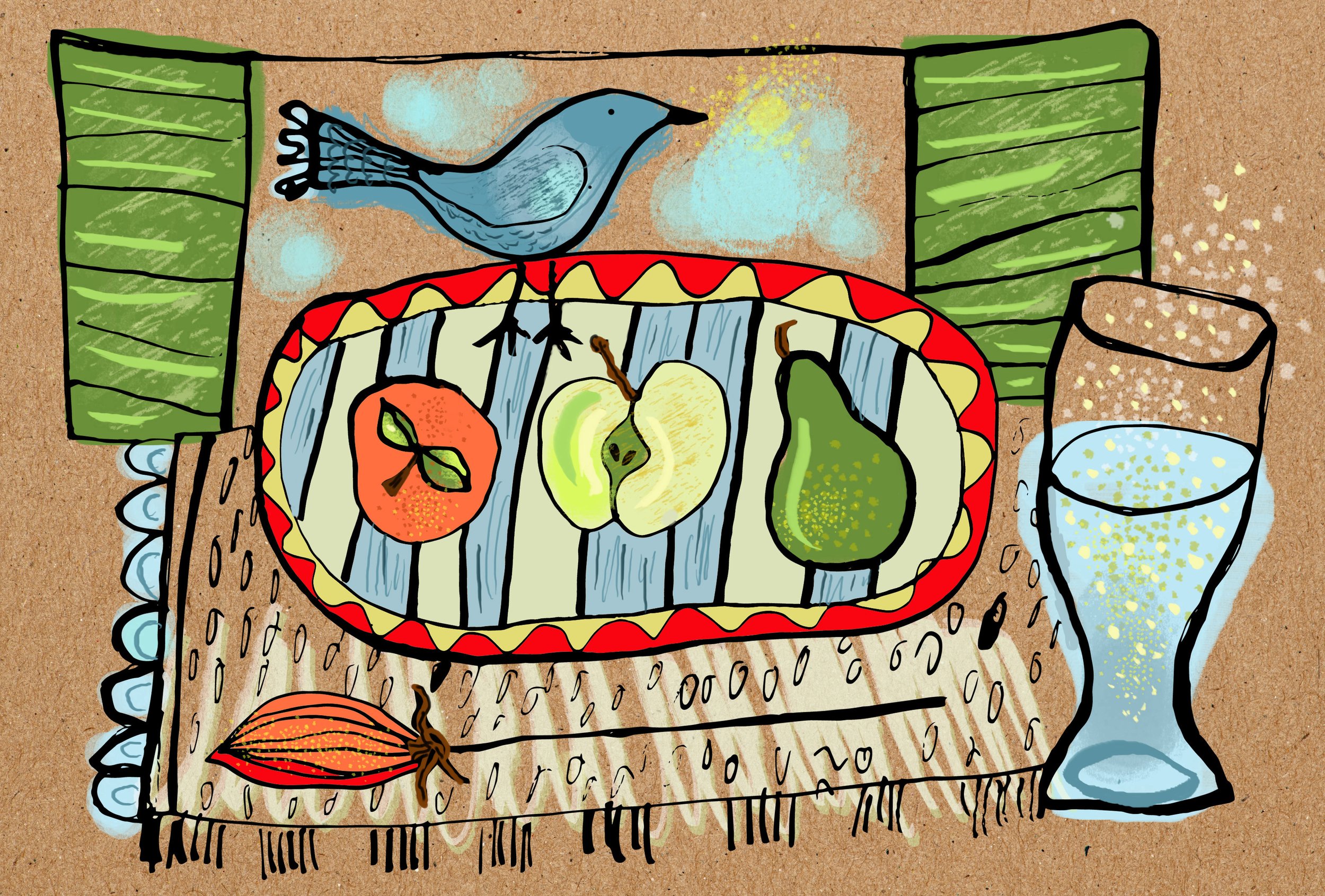 Greeting card "Still Life with bird"