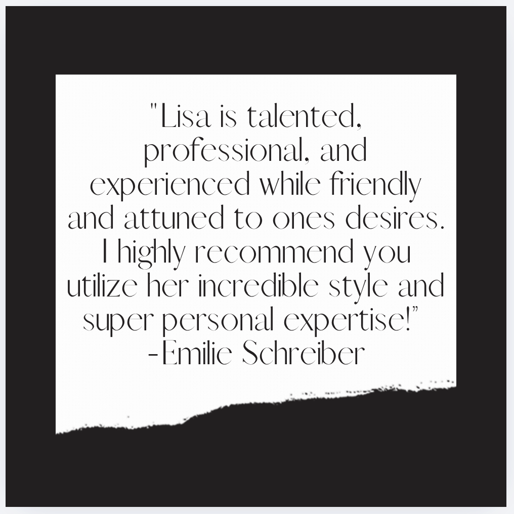 A quote about Lisa by Emilie Schreiber on a black background with white space.