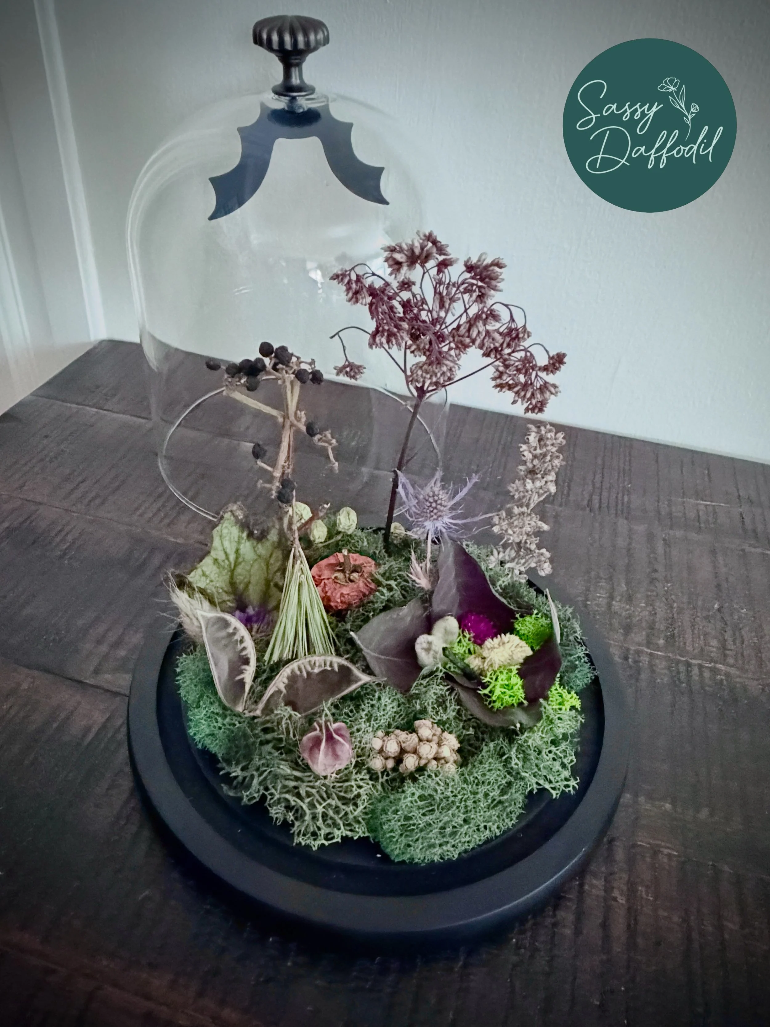 A Witch&rsquo;s Preserved Garden 
I created this spooky take on my mini garden domes using 18 different natural plants and flowers. How many do you recognize?

Available for purchase at Fall Fest this Saturday @wanderingleafbrewing or by DMing me. 

