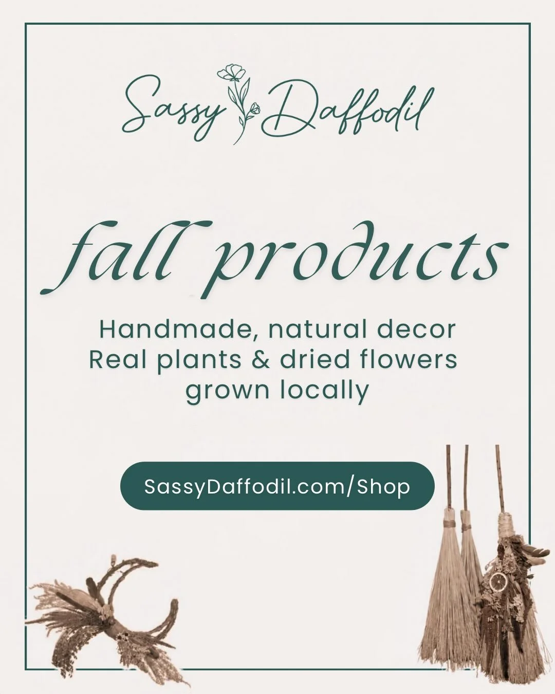 🍂 Find your new favorite fall decor - Dried Flower Brooms, Moons, Domes, and Pumpkins! Bring some Practical Magic into your home for autumn. 

SHOP NOW: 
👀  SassyDaffodil.com/shop 🔗 in Bio

All items are handmade with real plants and dried flowers