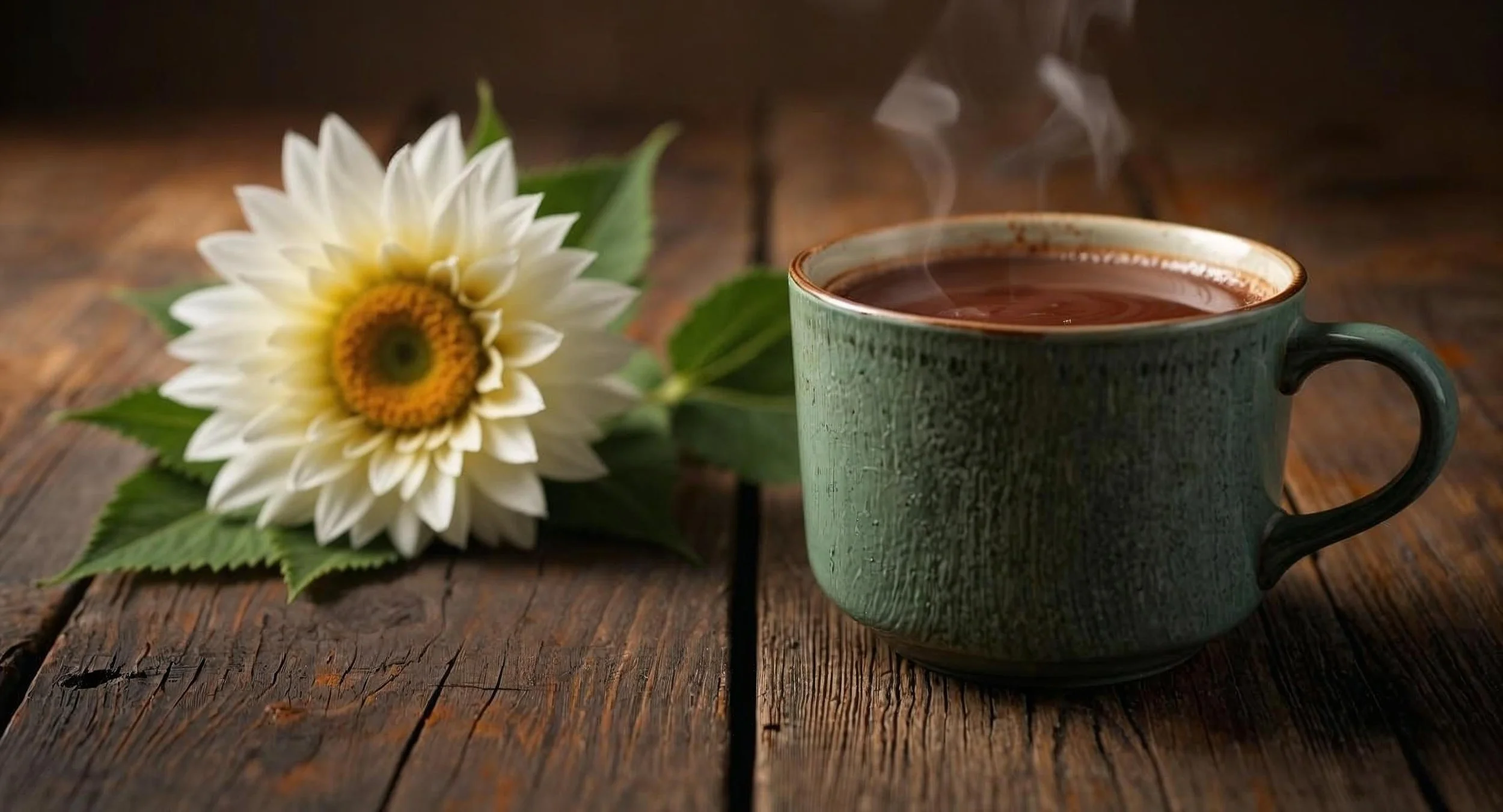 cup of hot cocoa and flower