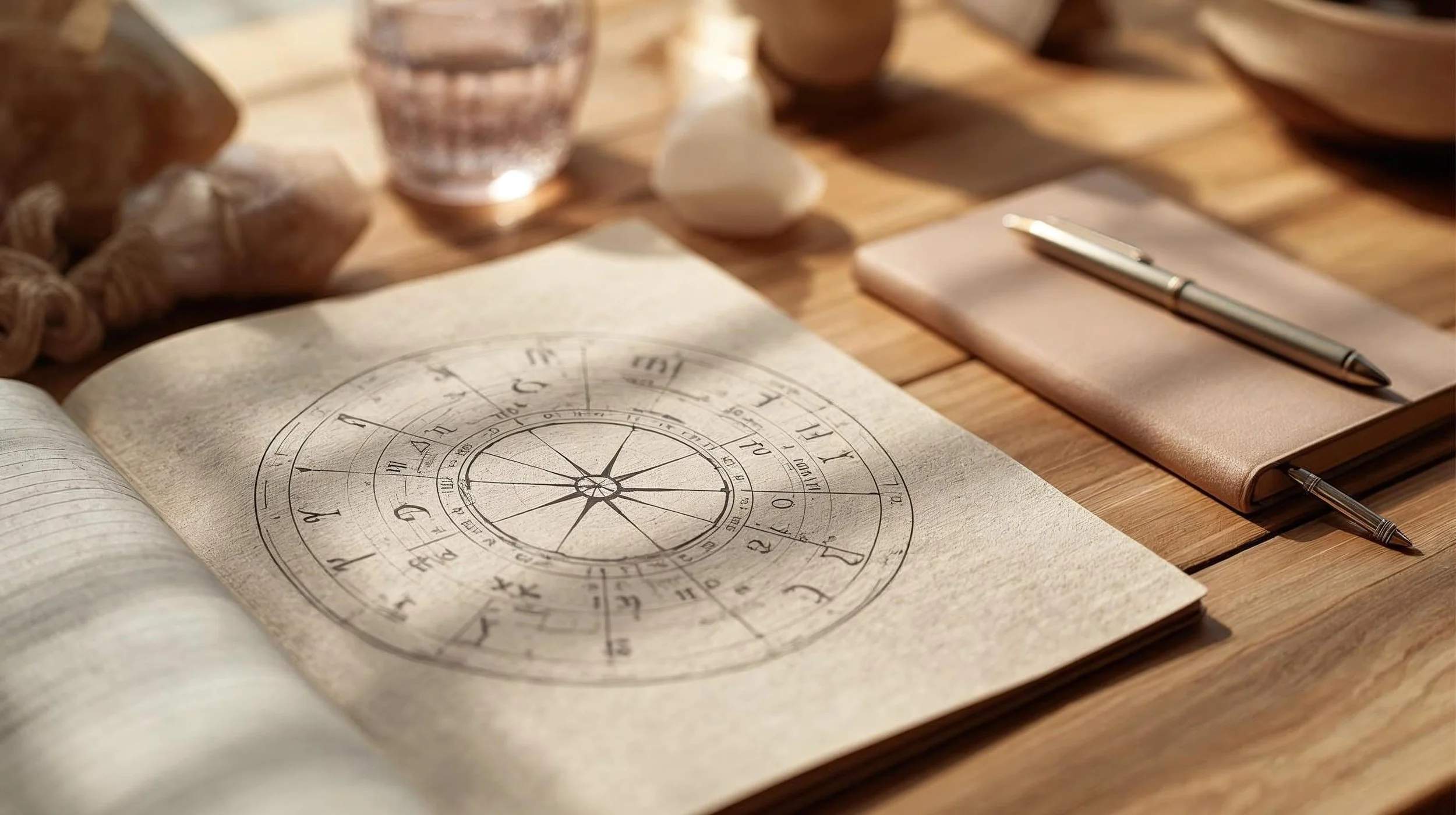 desk with chart, pen and notepad