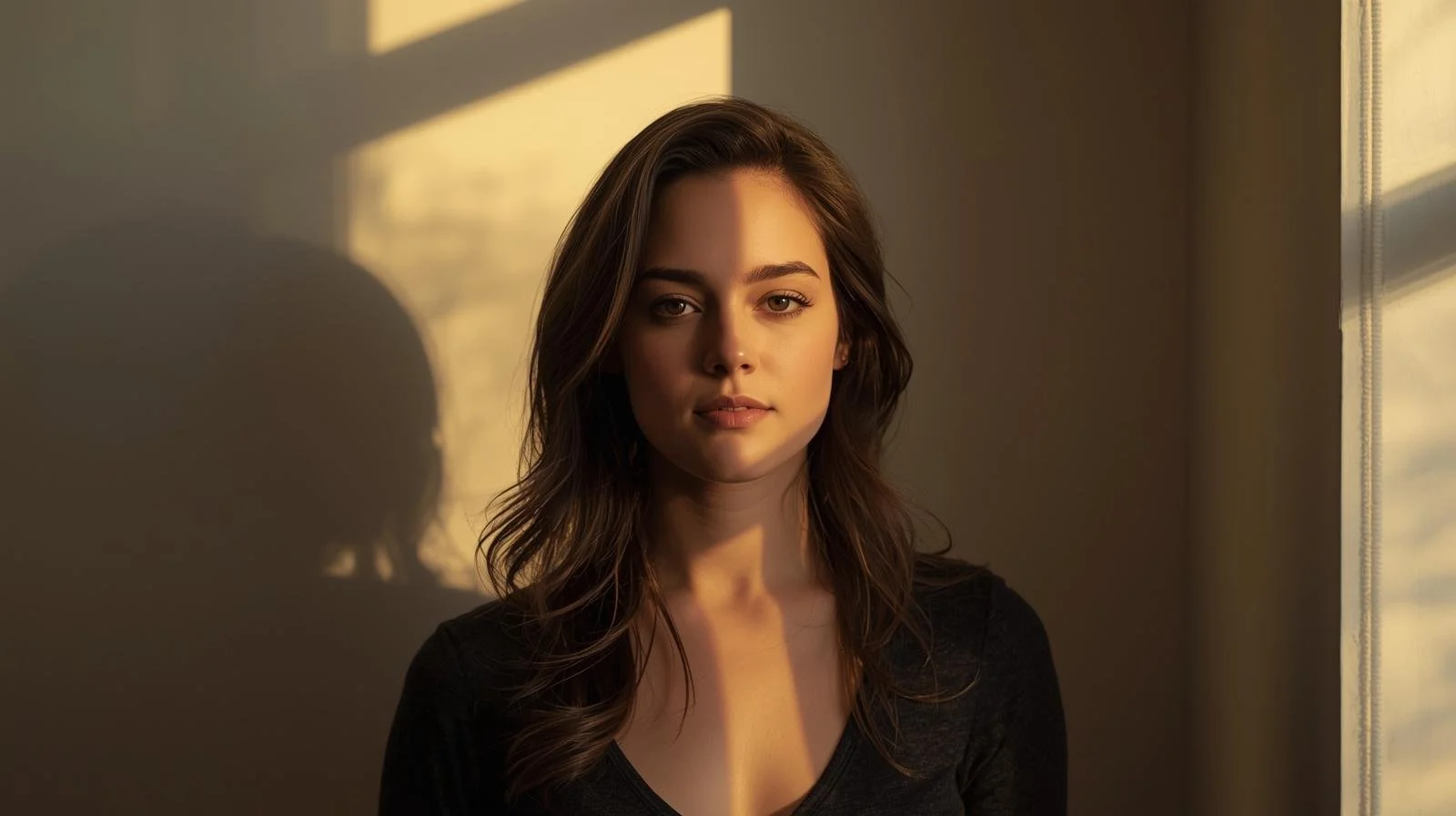 women standing in partial light