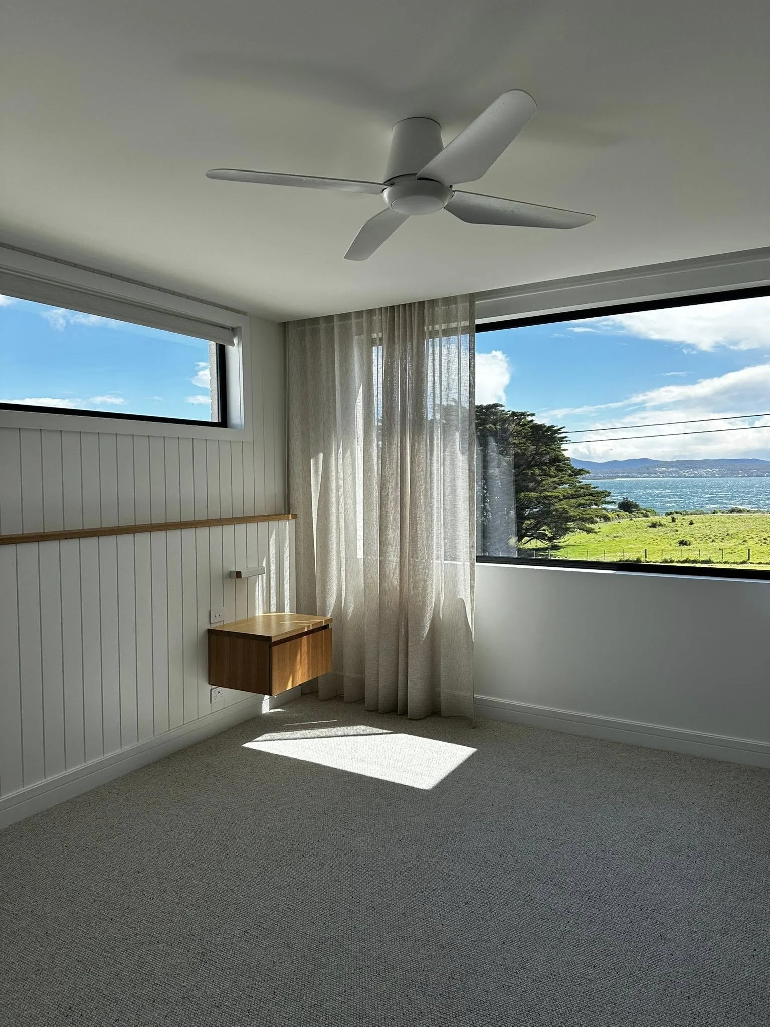 Builders clean of a bedroom with stunning view in Tasmania