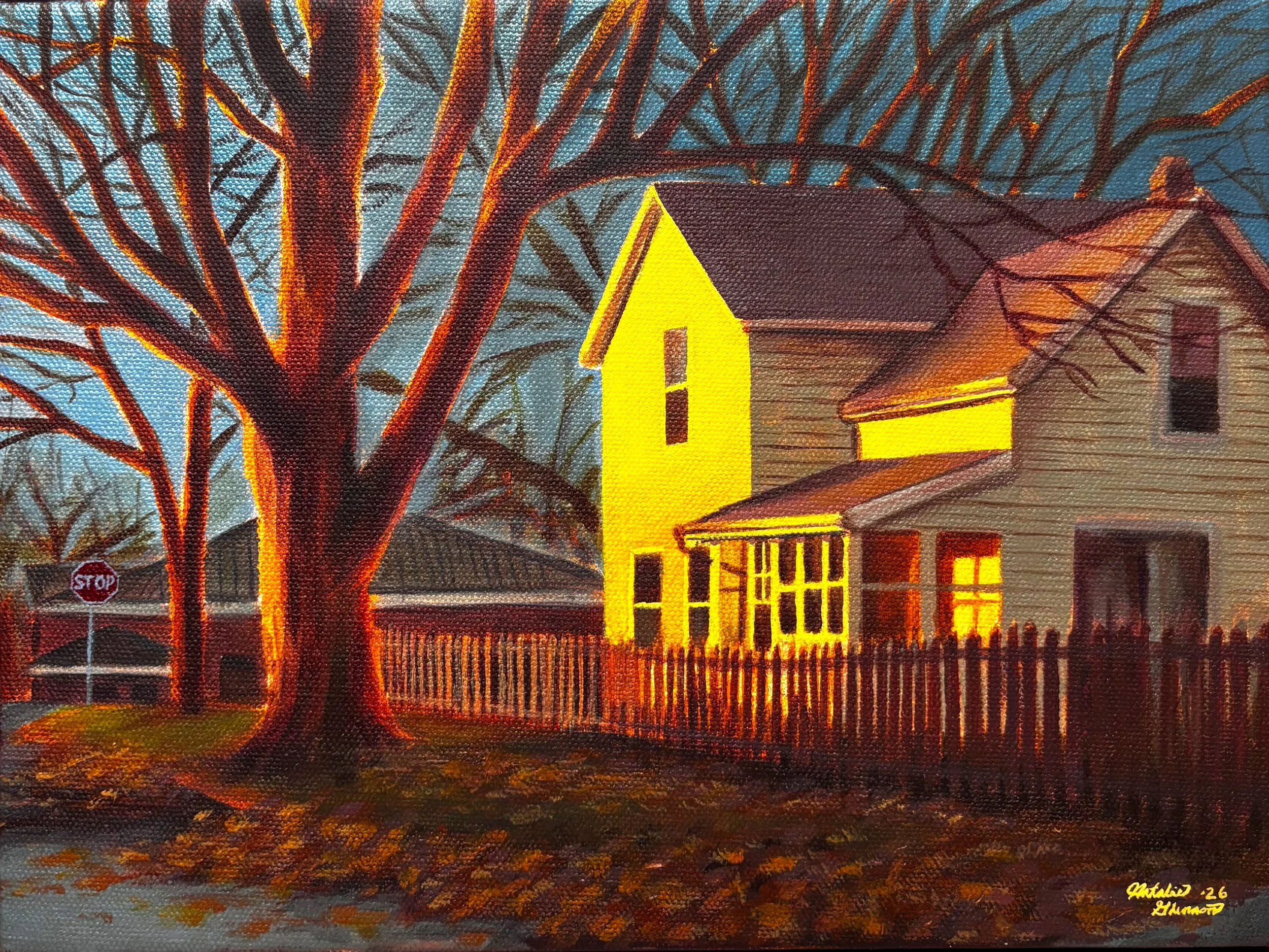 Trick or Treat Hours, 9x12 inch Original Painting