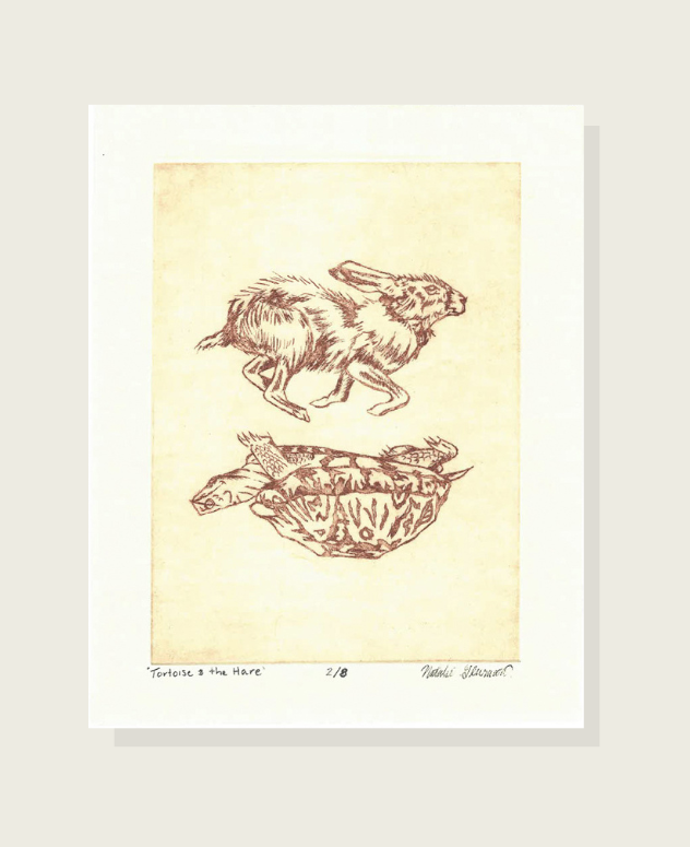 Tortoise & the Hare, 8x10 inch Etching