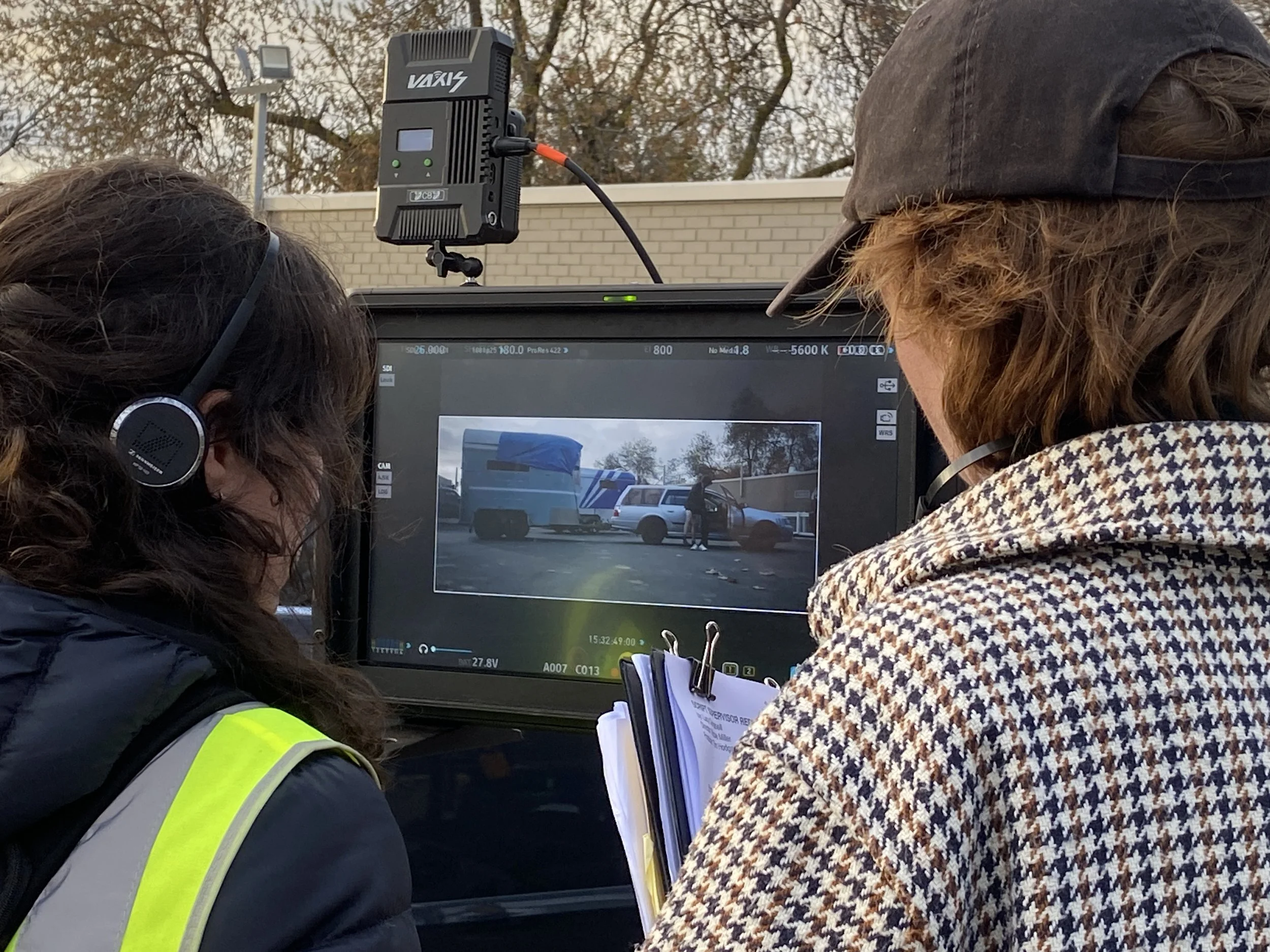 On location, behind the monitor