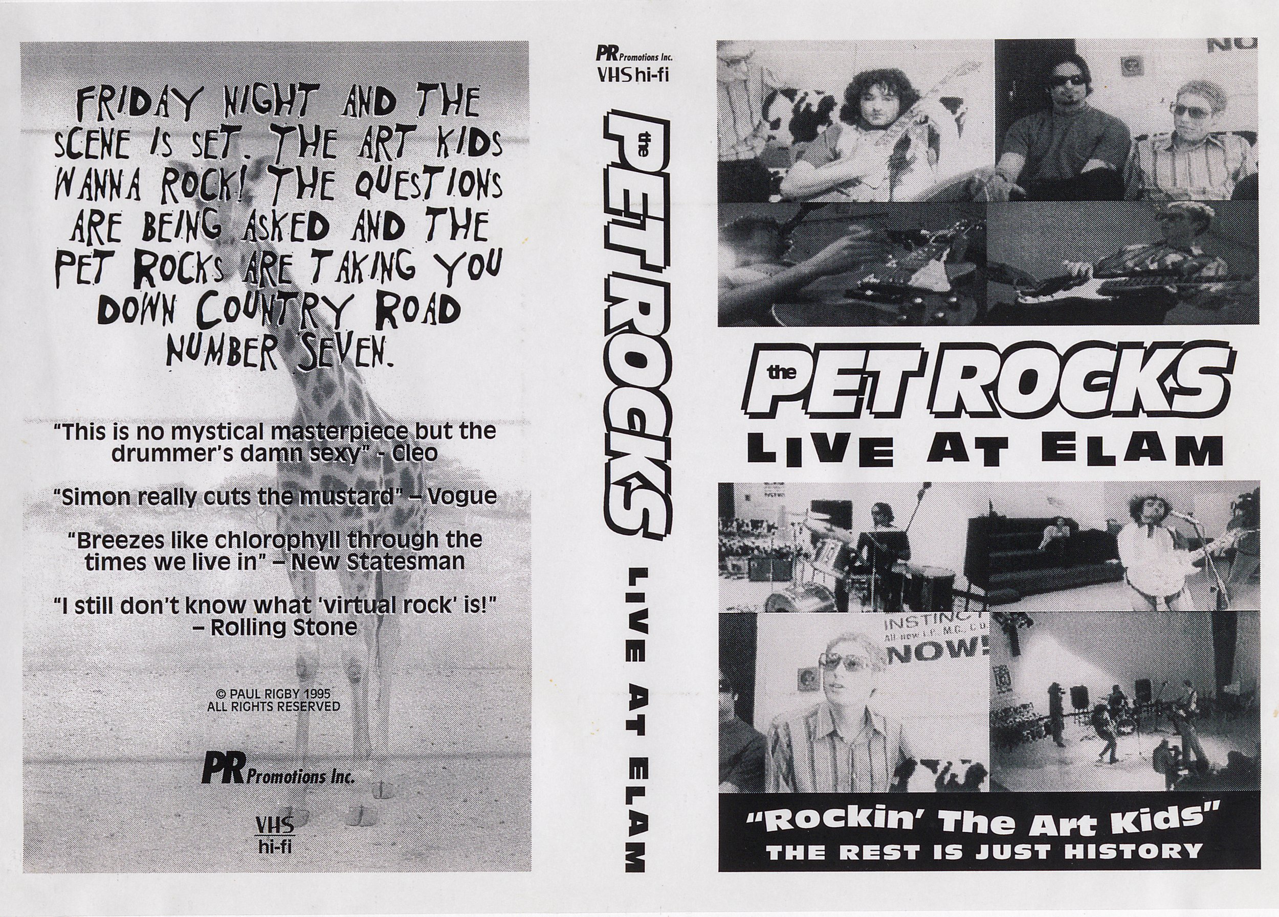 Artwork for Live at Elam documentary, 1994, released on video.