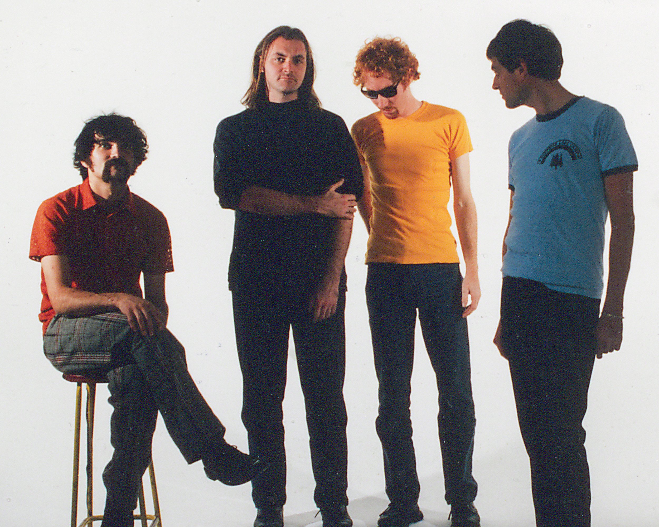 circa 1995, at Elam School of Art, Auckland NZ. L-R: Simon Sampson, Steve Shaw, Nick Kreisler, Kim Martinengo. Photo, Sarah Sampson.