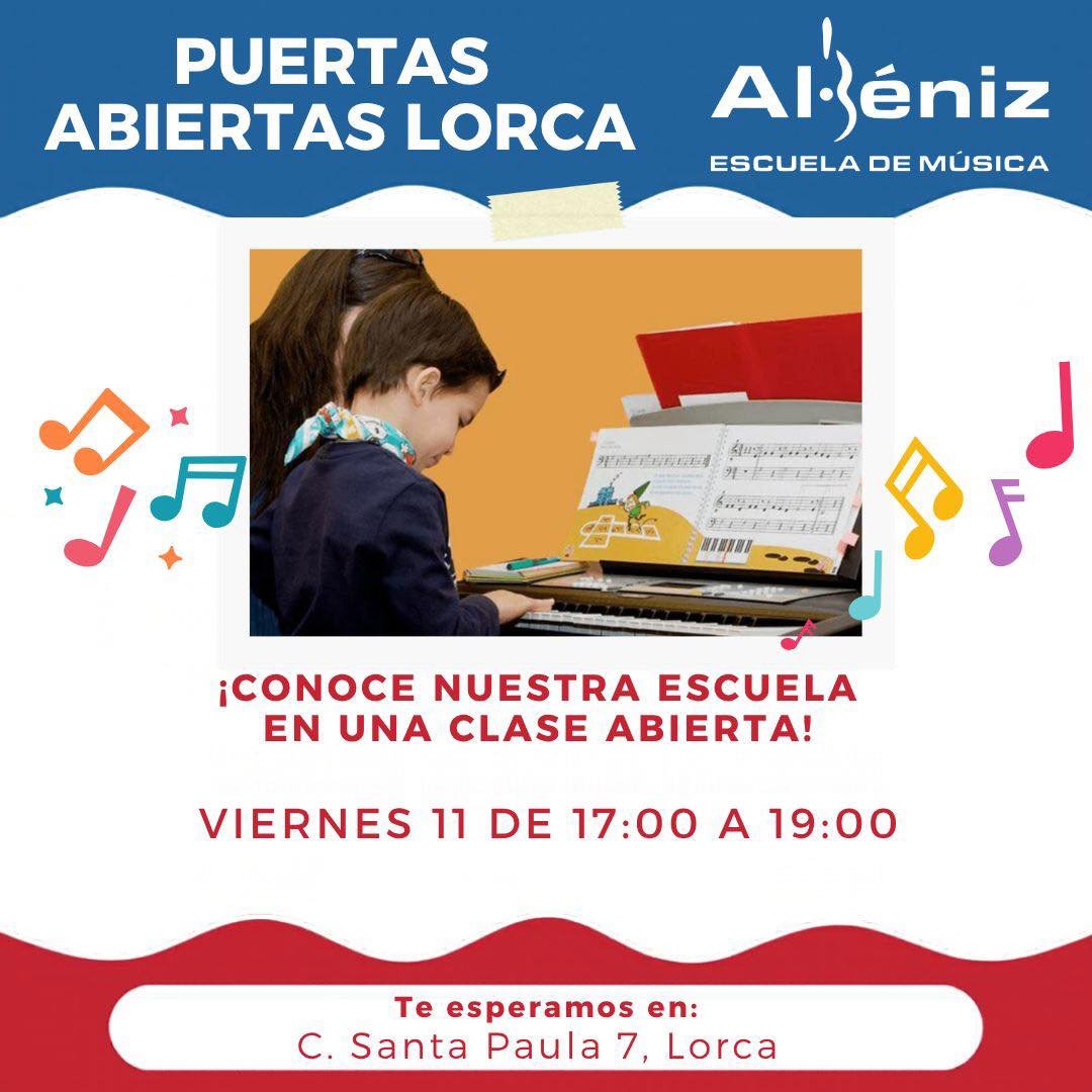 El nuevo curso est&aacute; a la vuelta de la esquina! 🎶 Conoce la escuela y a los profesores en las jornadas de puertas abiertas de Lorca 🤩