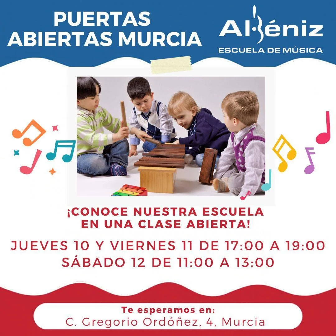 El nuevo curso est&aacute; a la vuelta de la esquina! 🎶 Conoce la escuela y a los profesores en las jornadas de puertas abiertas de Murcia 🤩