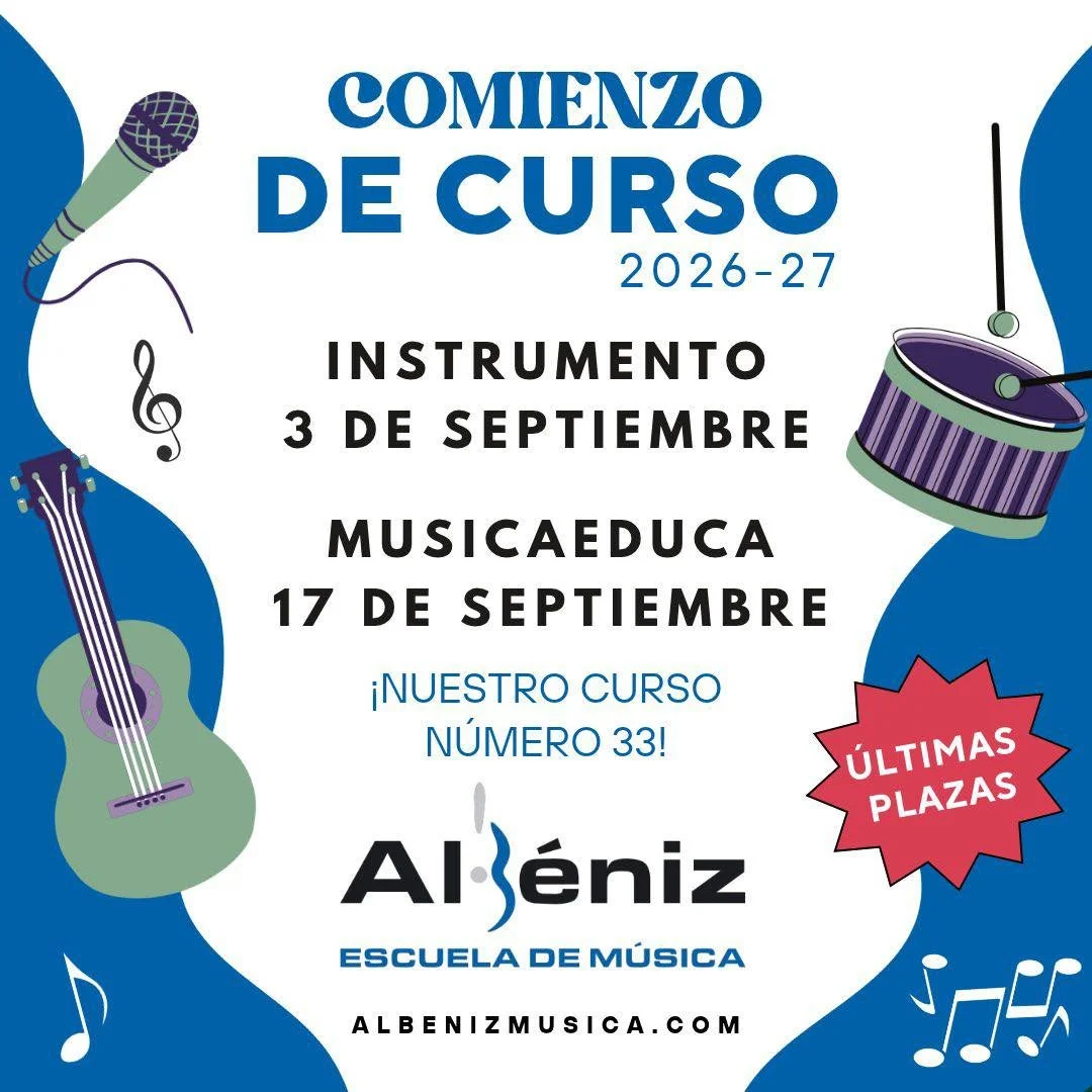&iexcl;Volvemos a las clases! Nuestro curso n&uacute;mero 33 😱 empieza el 3 de septiembre para los alumnos de ense&ntilde;anza instrumental y el 17 para los alumnos Musicaeduca 😄

Si no tienes tu plaza a&uacute;n, no te lo pienses m&aacute;s! Los h