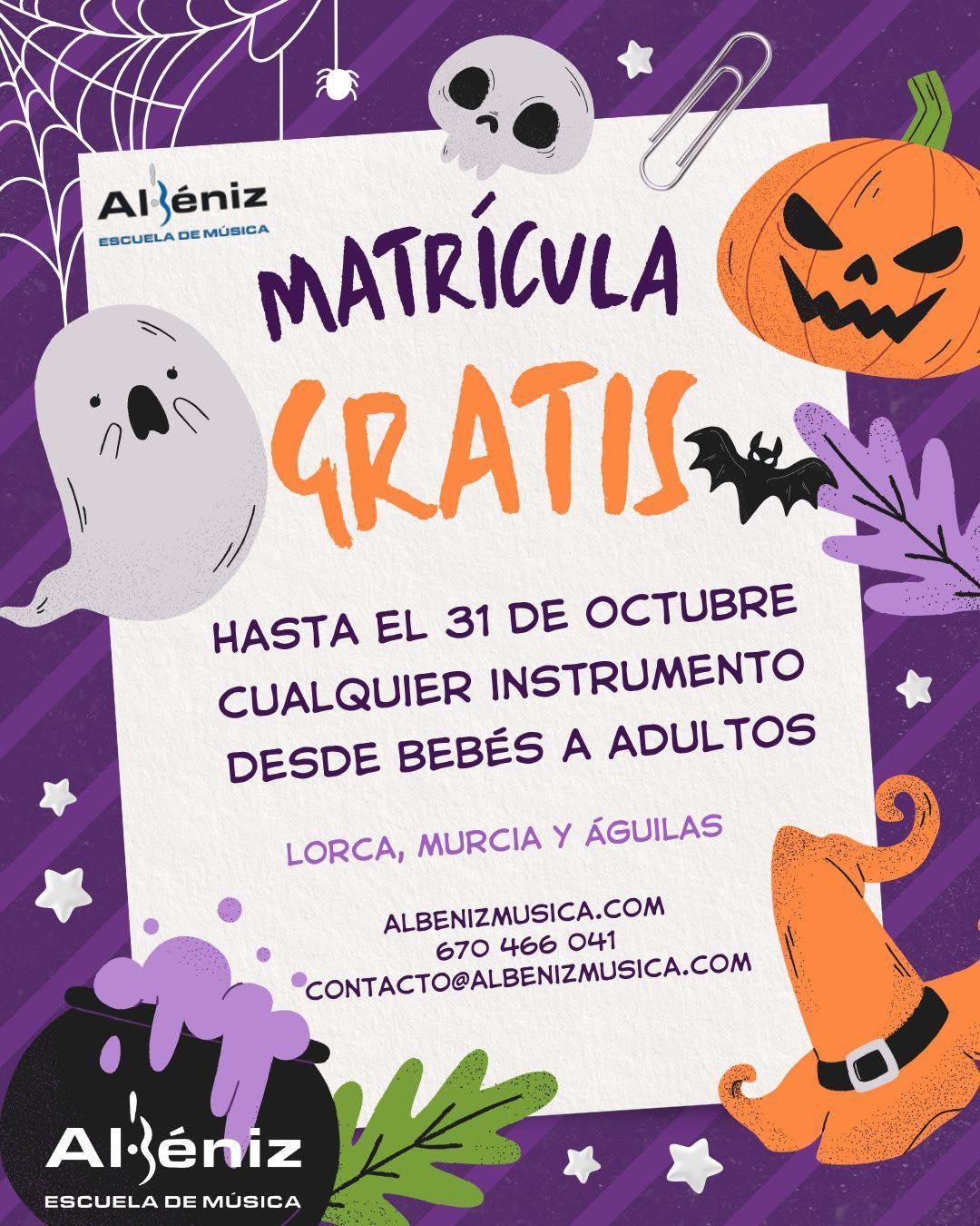 &iexcl;Oferta terror&iacute;fica! 👻 Si te apuntas a clase de m&uacute;sica antes del 31 de octubre, tienes la matr&iacute;cula gratis! 🎃