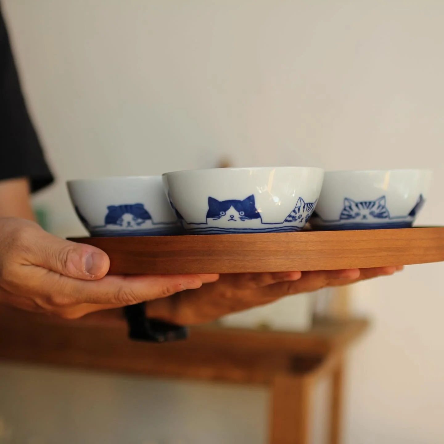 こんにちは！マーカンタイルです。

【NEKONEKONEKO!】
次のご紹介は、SHICHITA、ソメネコの器たちです！
🐱 SHICHITA
いつかの七夕の日に工房に迷い込んできた1匹のノラネコちゃん、SHICHITA-シチタ-がモデルでできあがったSHICHITAのシリーズ。
こっちまでクスっと笑顔になっちゃうような、脱力系の猫ちゃんたちの表情から、「シチタ」がどんな猫ちゃんだったか伝わって来ます🩵

🐾ソメネコ
伝統柄と戯れるデザインが融合した「シチタ ソメネコシリーズ」です。
何