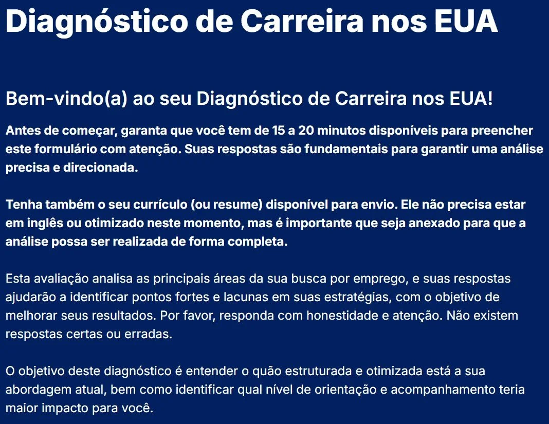Diagnóstico de Carreira nos EUA