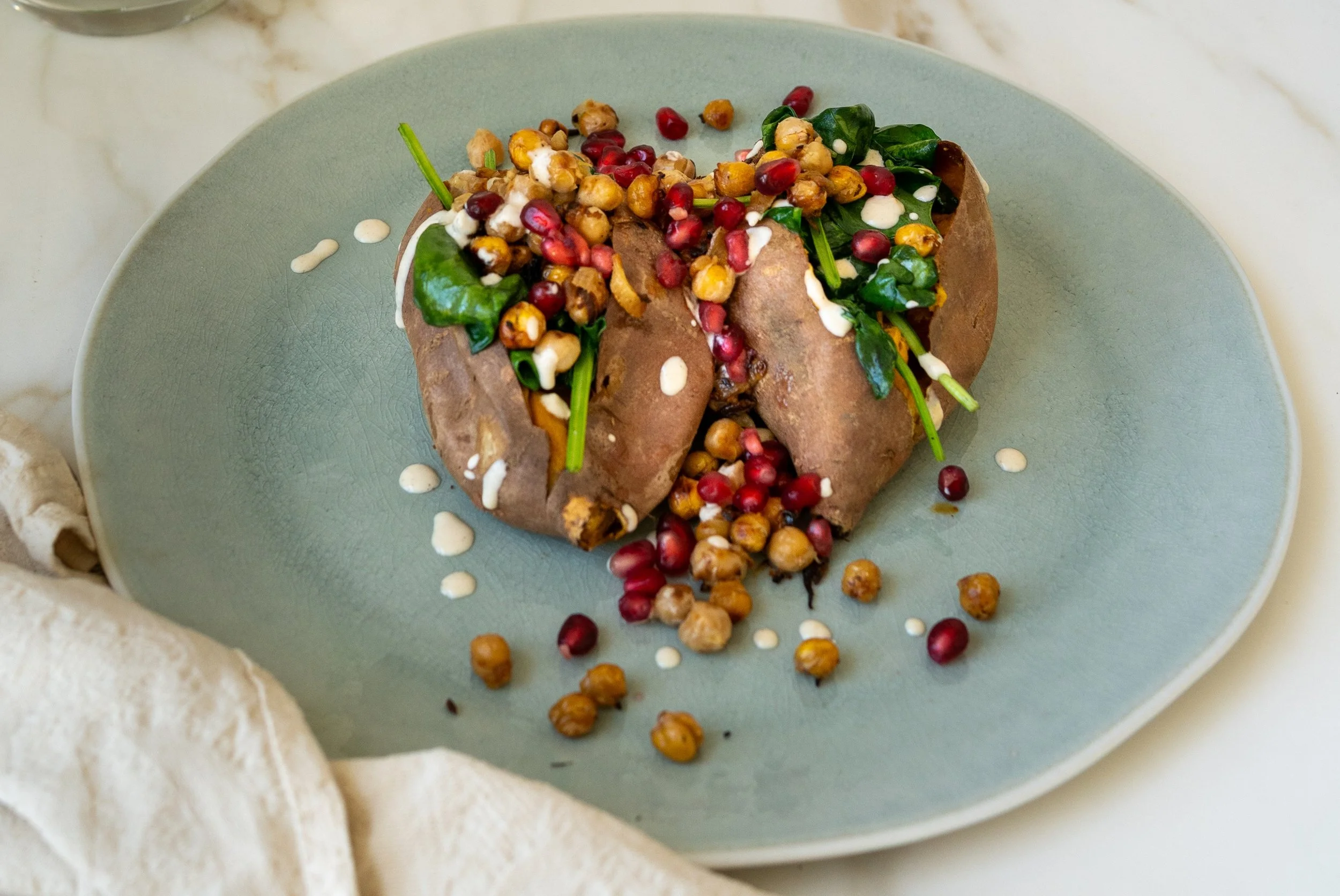 Chickpea-stuffed sweet potatoes