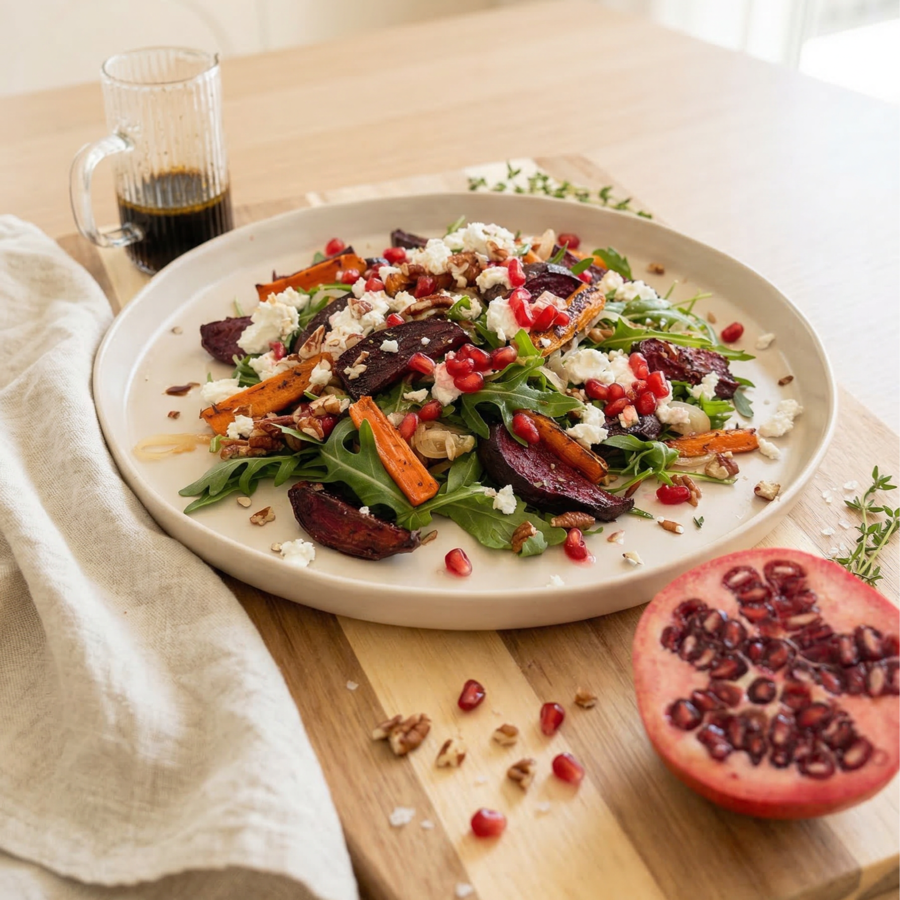 Warm Beetroot, Pomegranate &amp; Goat’s Cheese Salad with Wild Rice