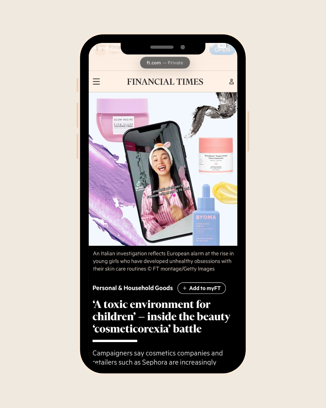 Financial Times article: ‘A toxic environment for children’ — inside the beauty ‘cosmeticorexia’ battle'